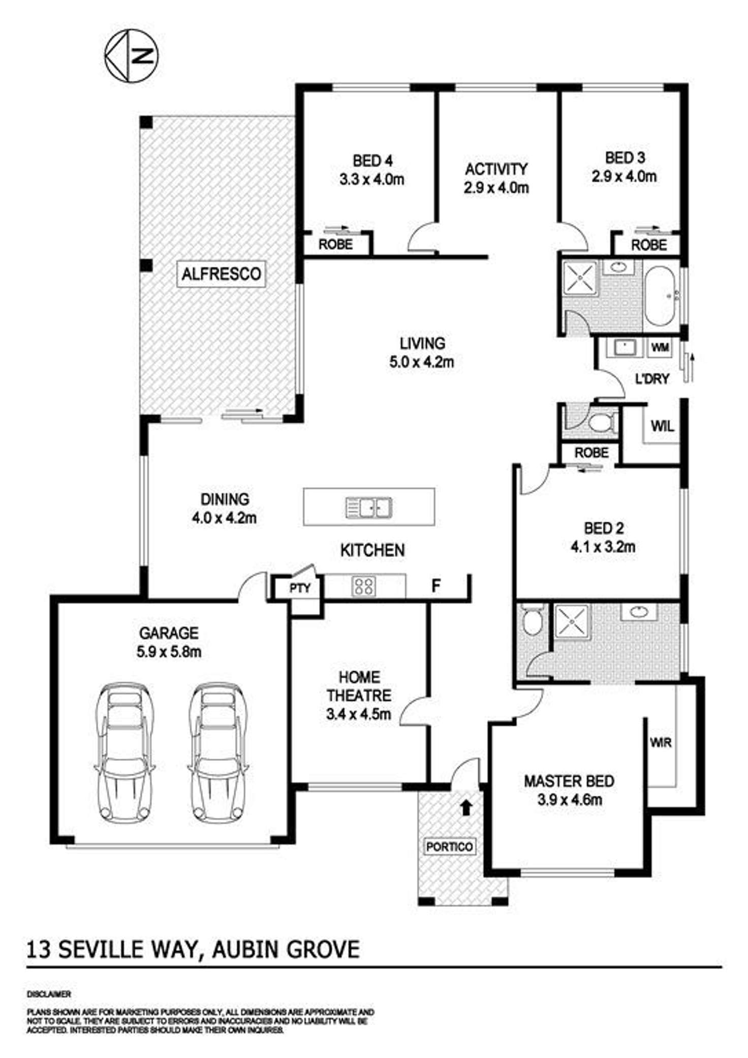 Floorplan of Homely house listing, 13 Seville Way, Aubin Grove WA 6164