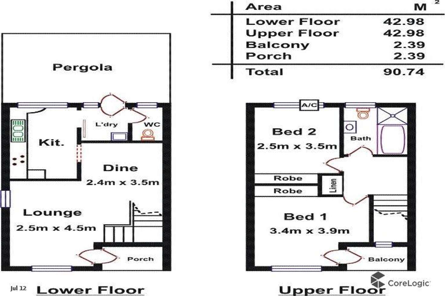 Floorplan of Homely townhouse listing, 2/14 Lorraine Avenue, Clarence Park SA 5034