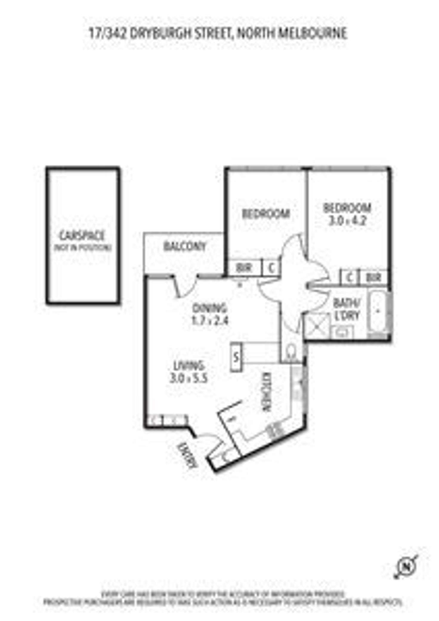 Floorplan of Homely apartment listing, 17/342 Dryburgh Street, North Melbourne VIC 3051