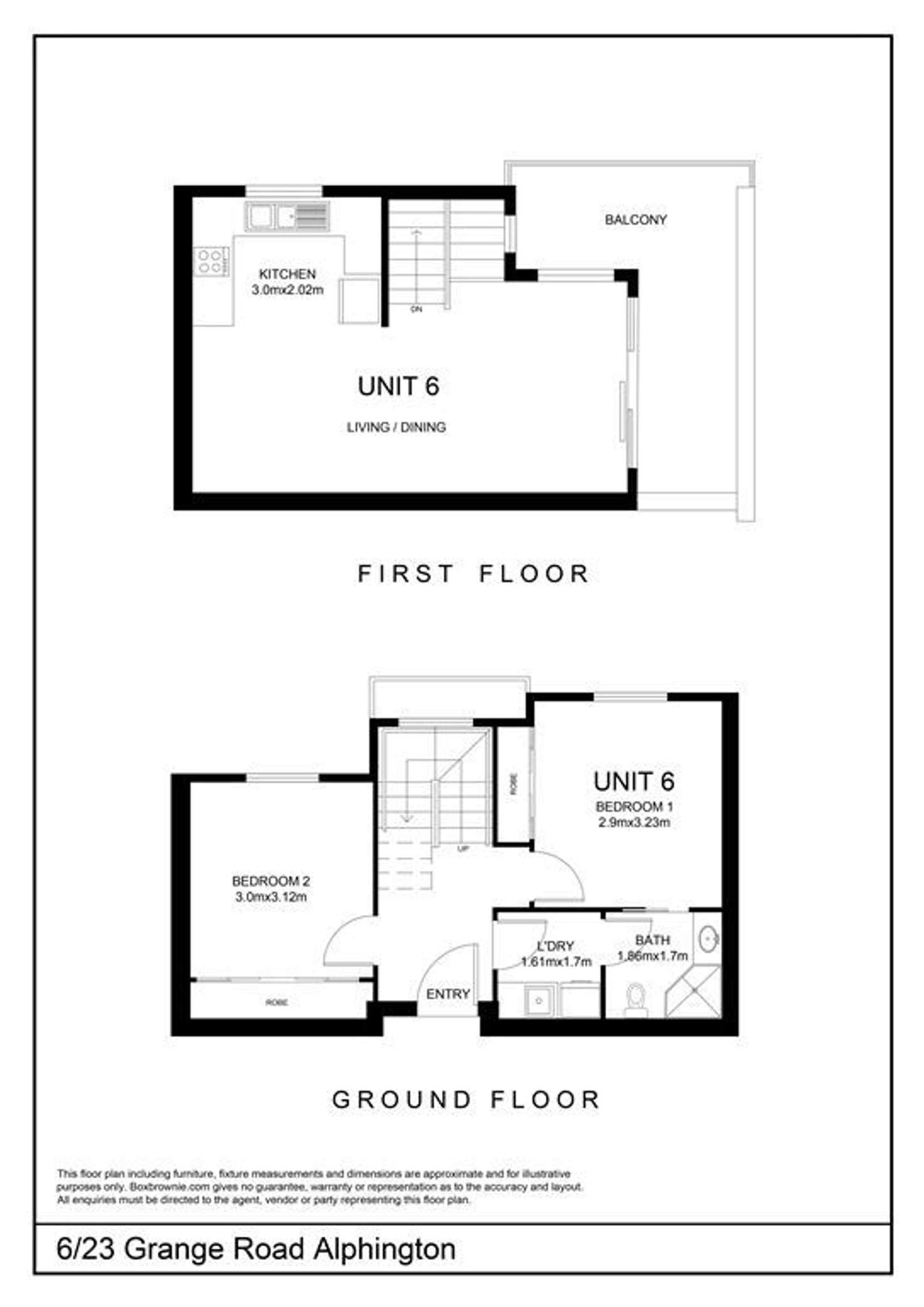 Floorplan of Homely townhouse listing, 6/23 Grange Road, Alphington VIC 3078