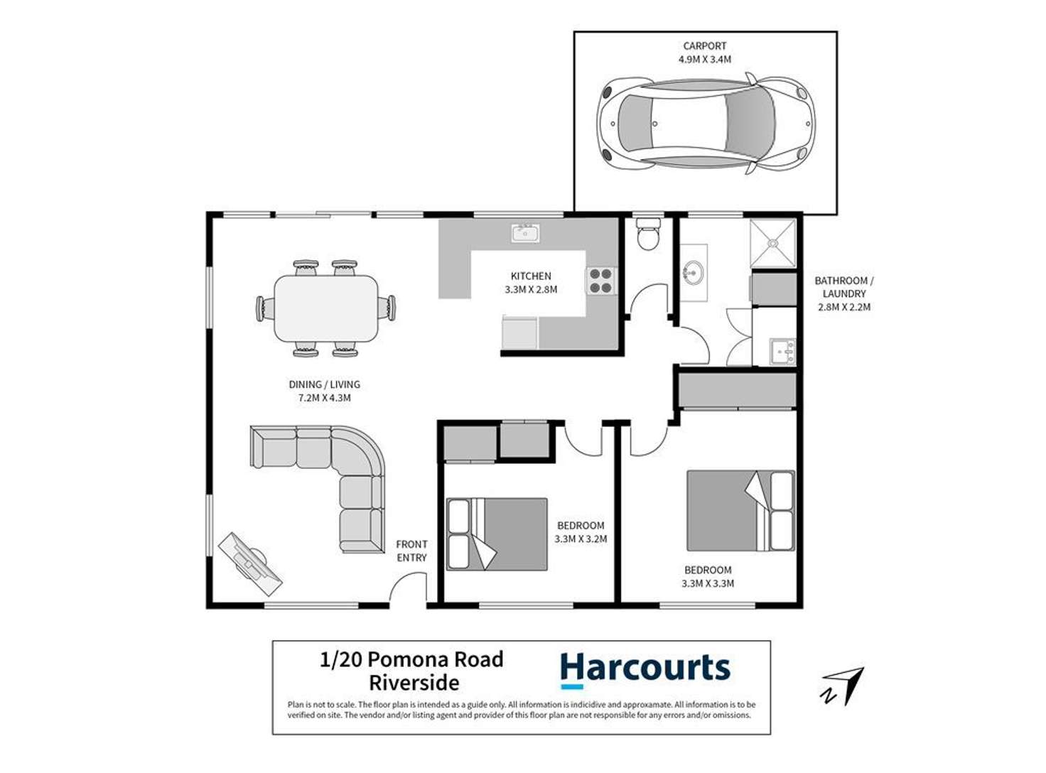 Floorplan of Homely unit listing, 1/20 Pomona Road, Riverside TAS 7250