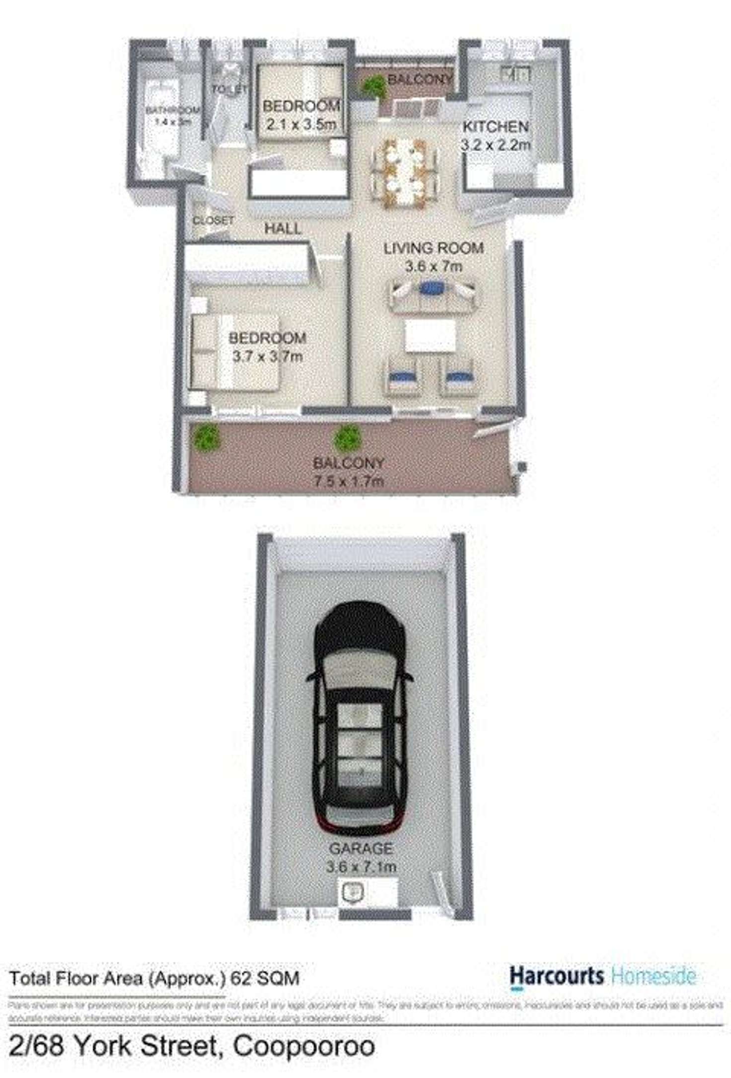 Floorplan of Homely unit listing, 2/68 York Street, Coorparoo QLD 4151