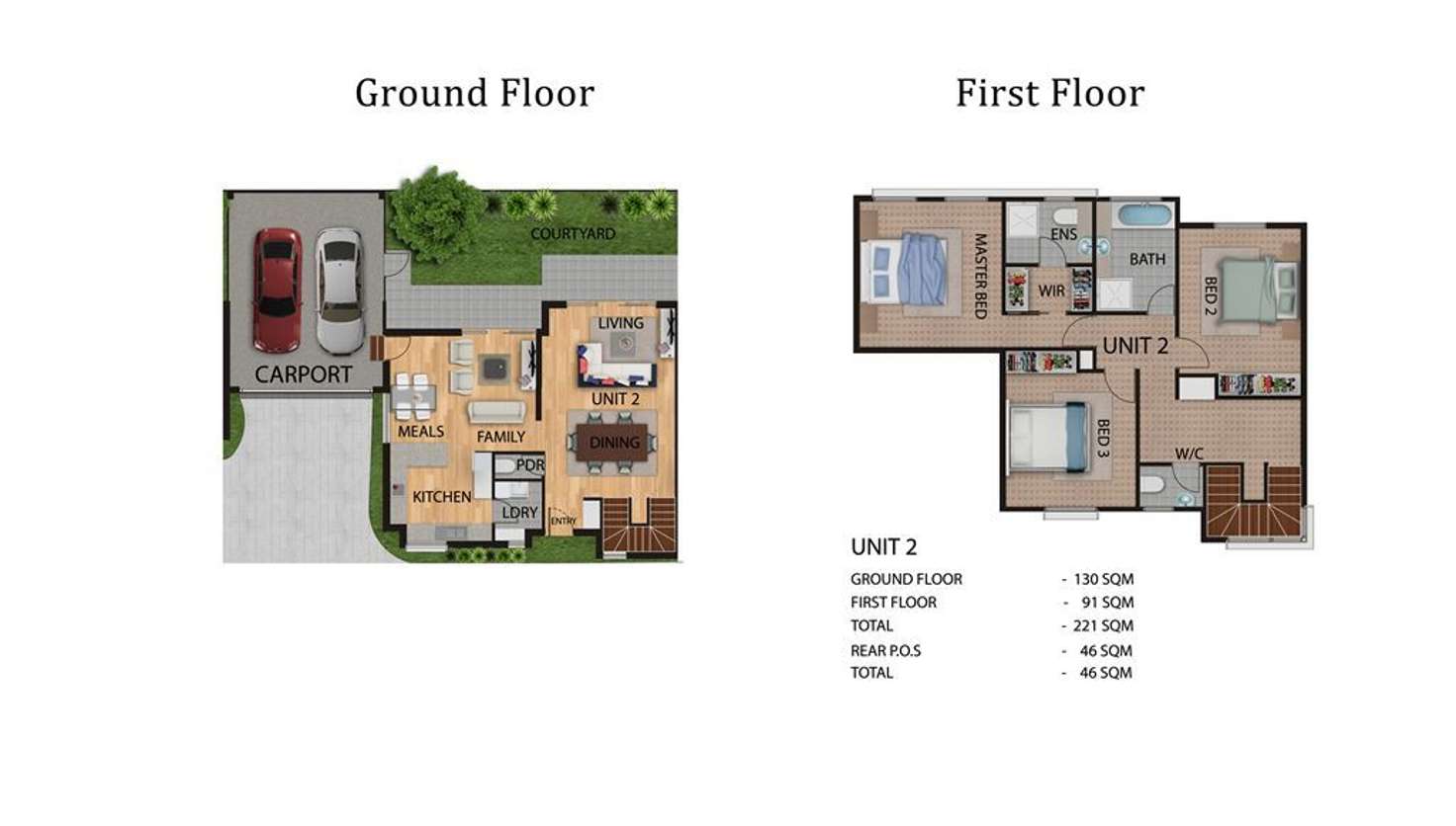 Floorplan of Homely townhouse listing, 2&3/34 McComas Grove, Burwood VIC 3125