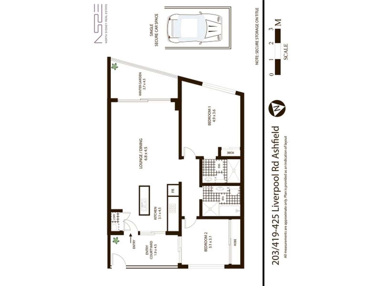 Floorplan of Homely unit listing, 203 425 Liverpool Road, Ashfield NSW 2131