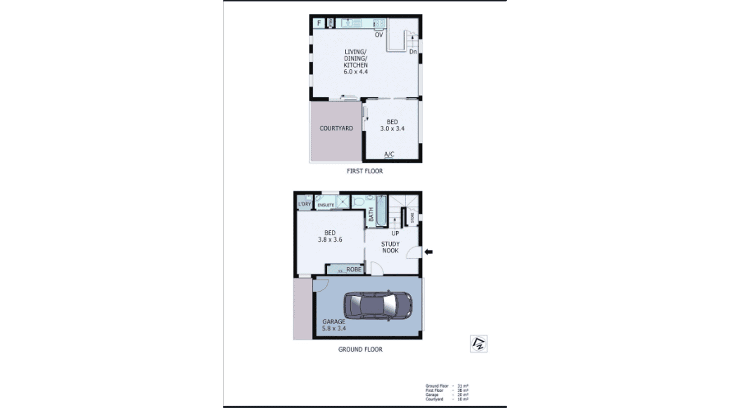 Floorplan of Homely townhouse listing, 2/25 White Street, Parkdale VIC 3195
