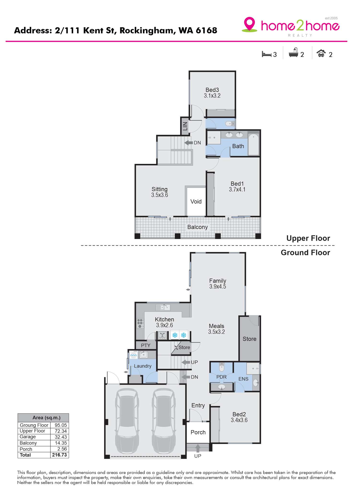 Floorplan of Homely townhouse listing, 2/111 Kent Street, Rockingham WA 6168
