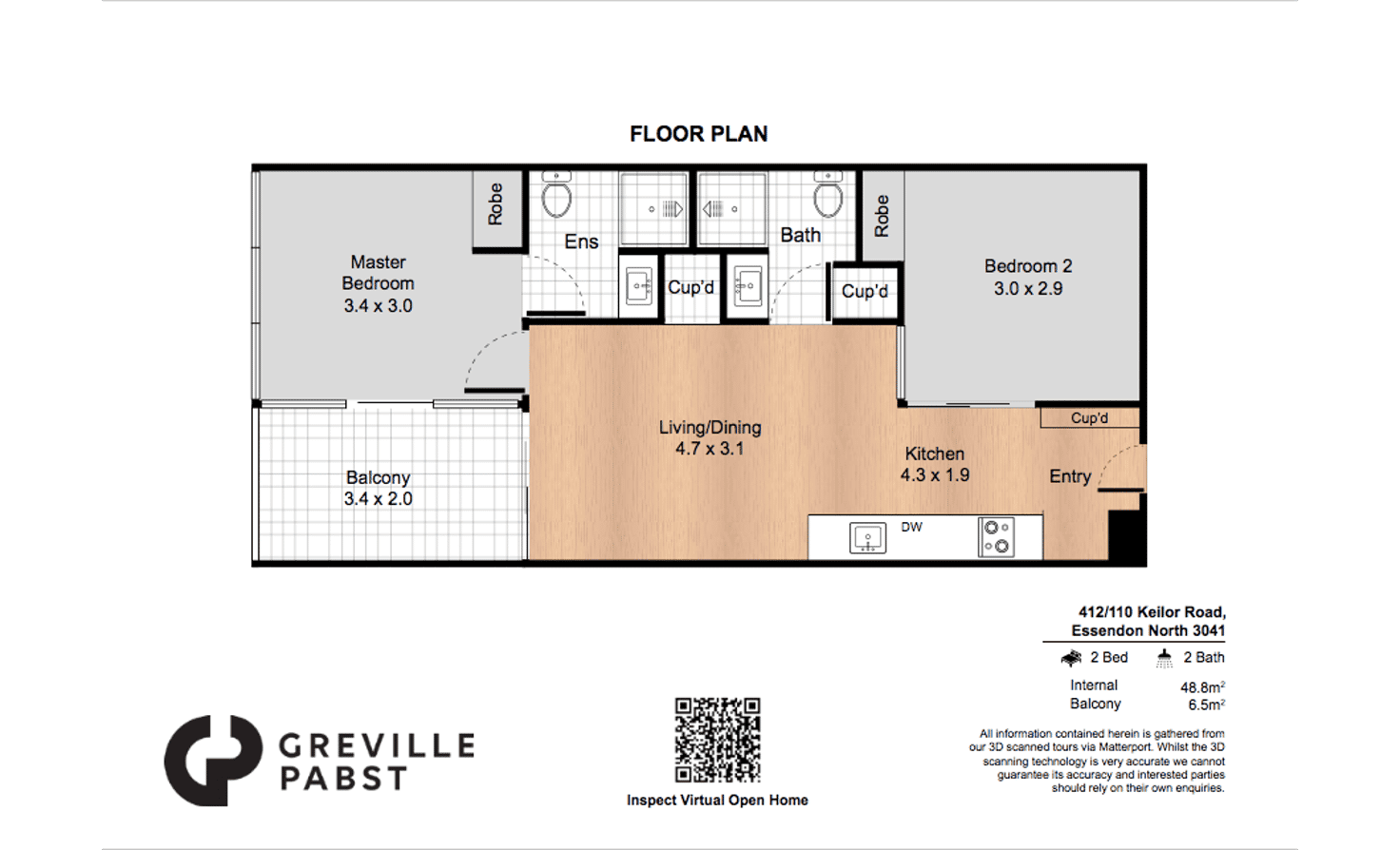 Floorplan of Homely apartment listing, 412/110 Keilor Rd, Essendon North VIC 3041