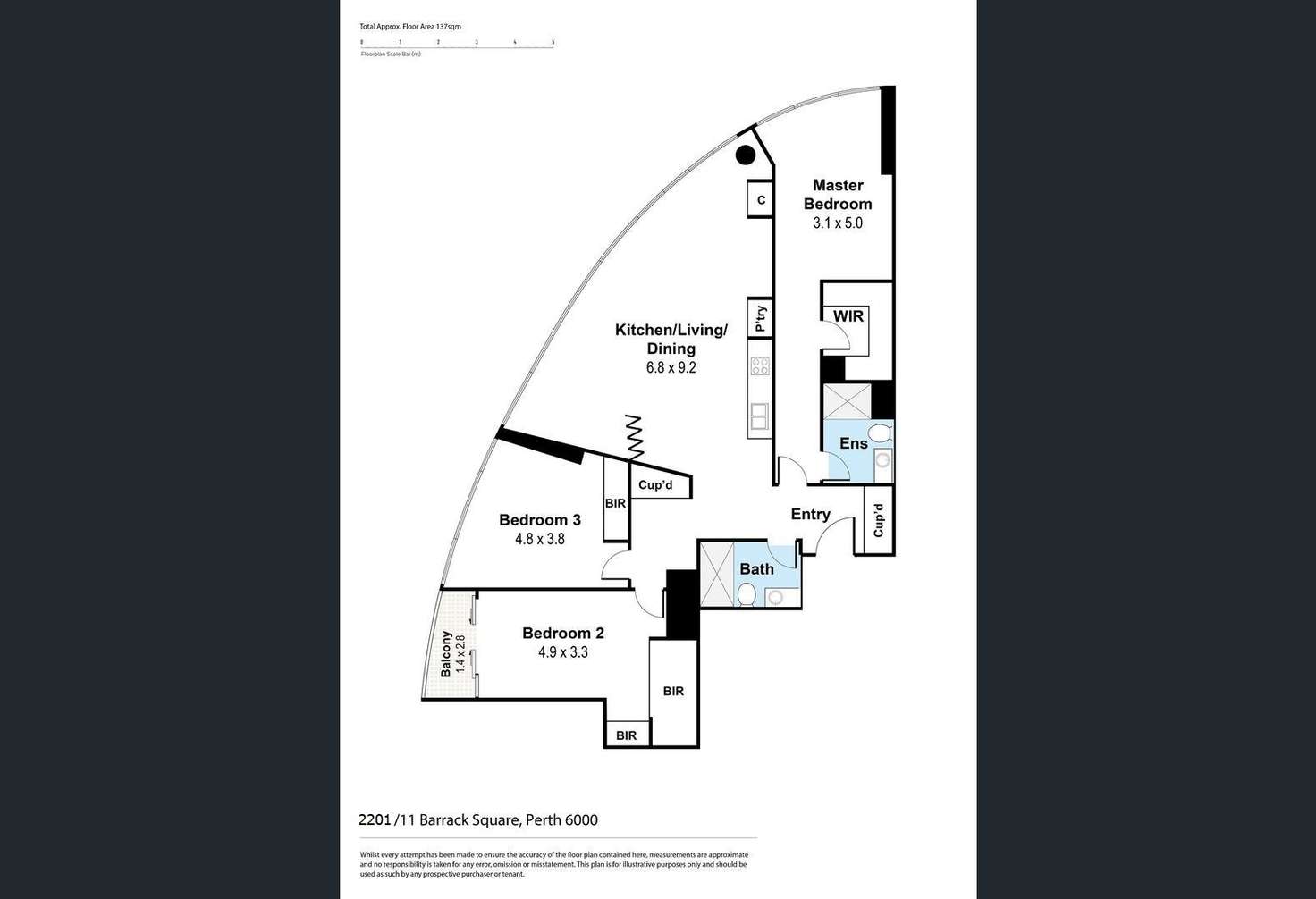 Floorplan of Homely apartment listing, 2201 11 Barrack Street, Perth WA 6000