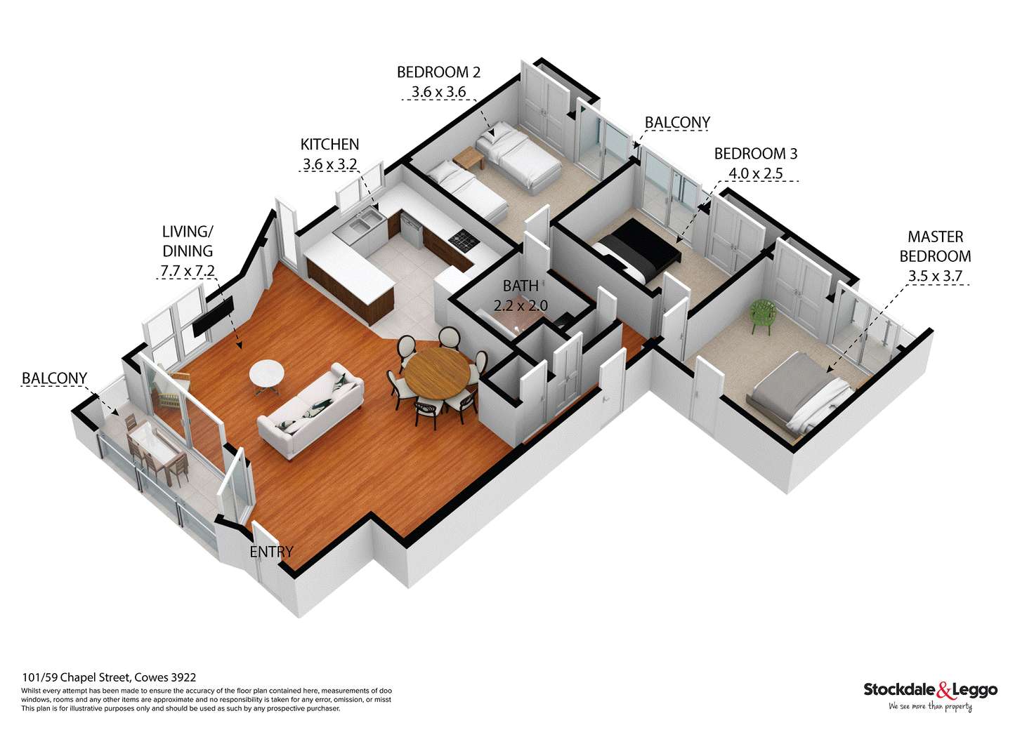 Floorplan of Homely apartment listing, Apartment 101 & 104/59 Chapel Street, Cowes VIC 3922