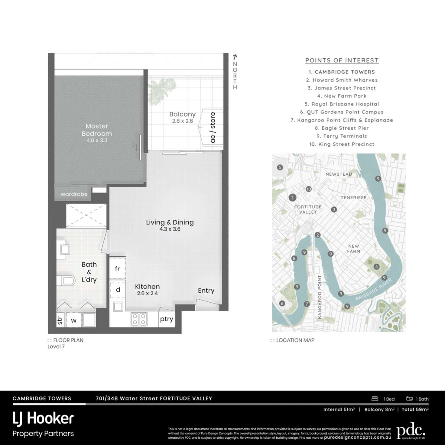 Floorplan of Homely apartment listing, 701/348 Water Street, Fortitude Valley QLD 4006