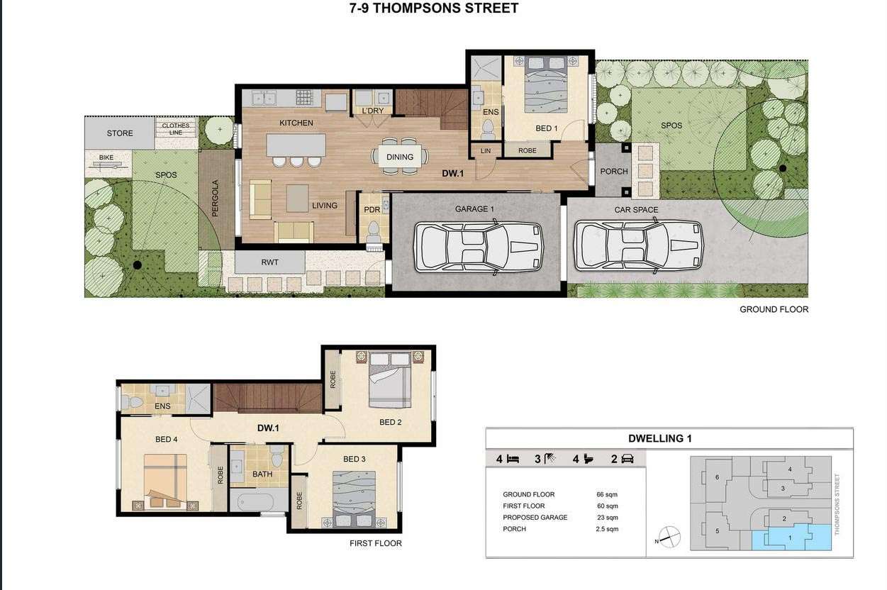 Floorplan of Homely townhouse listing, 7-9 Thompson Street, Clayton VIC 3168