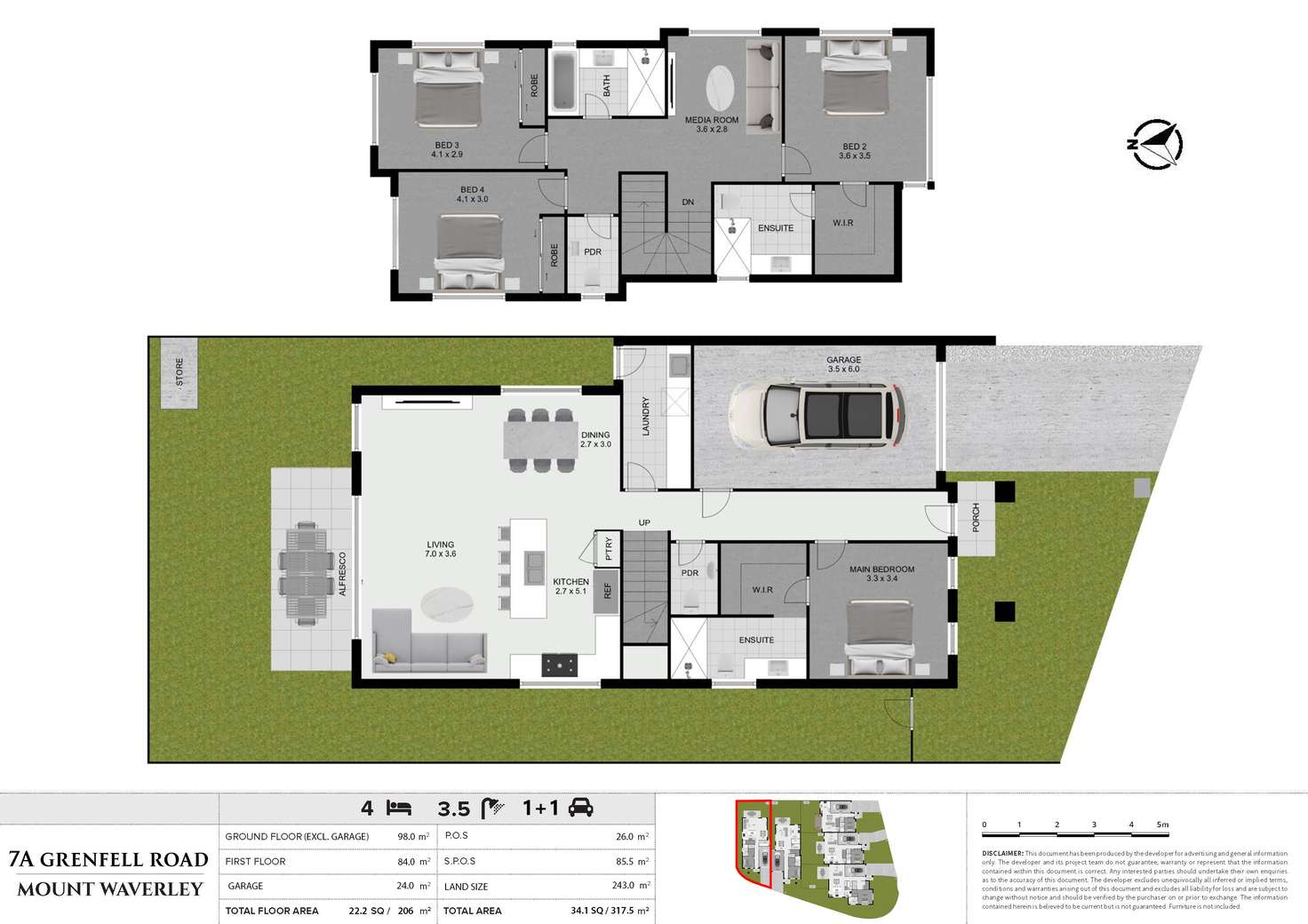 Floorplan of Homely townhouse listing, 7A Grenfell Roa, Mount Waverley VIC 3149