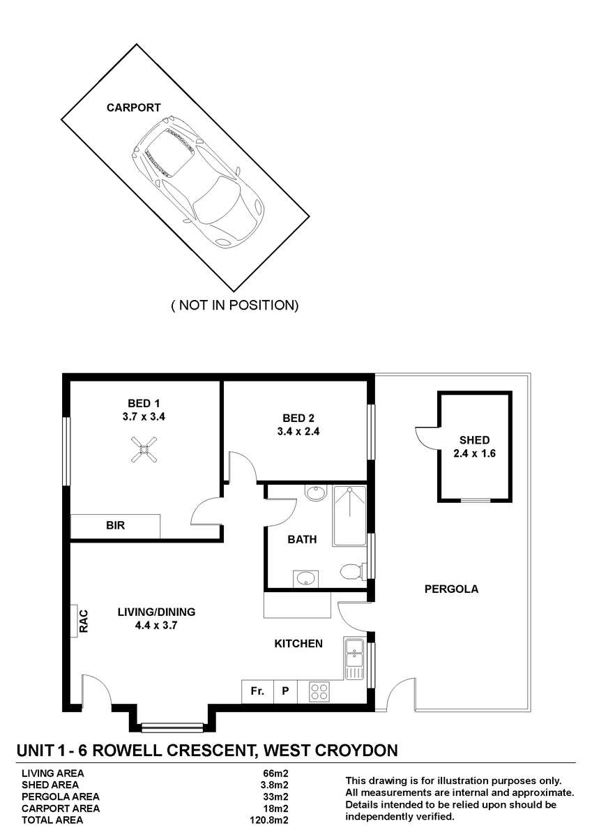 Floorplan of Homely unit listing, Unit 1 / 6 Rowell Crescent, West Croydon SA 5008