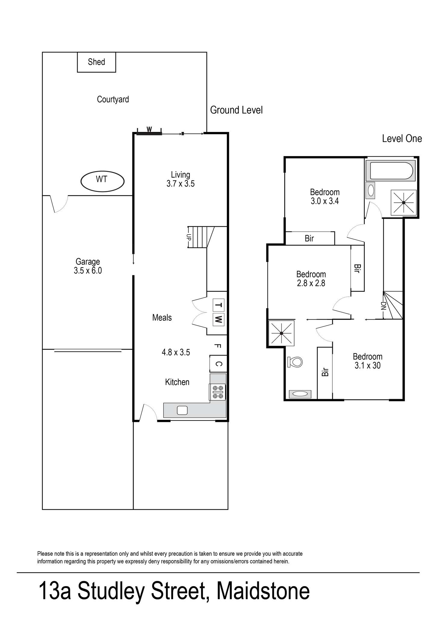 Floorplan of Homely townhouse listing, 13A Studley Street, Maidstone VIC 3012