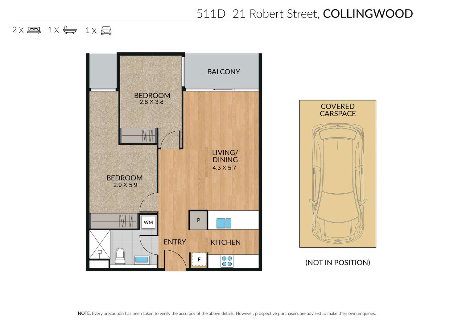 Floorplan of Homely apartment listing, 511D/21 Robert Street, Collingwood VIC 3066
