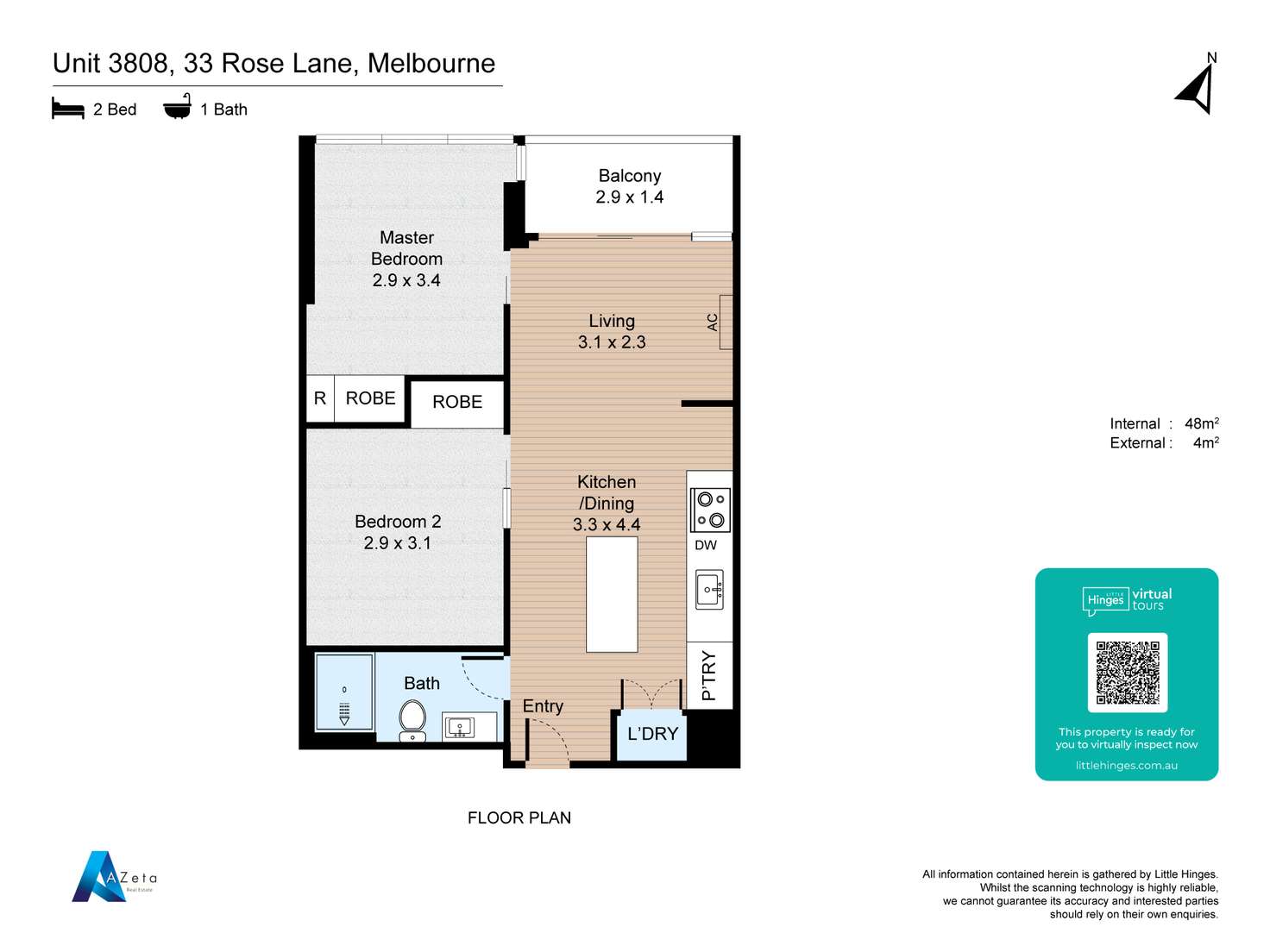 Floorplan of Homely apartment listing, 3808/33 Rose Lane, Melbourne VIC 3000