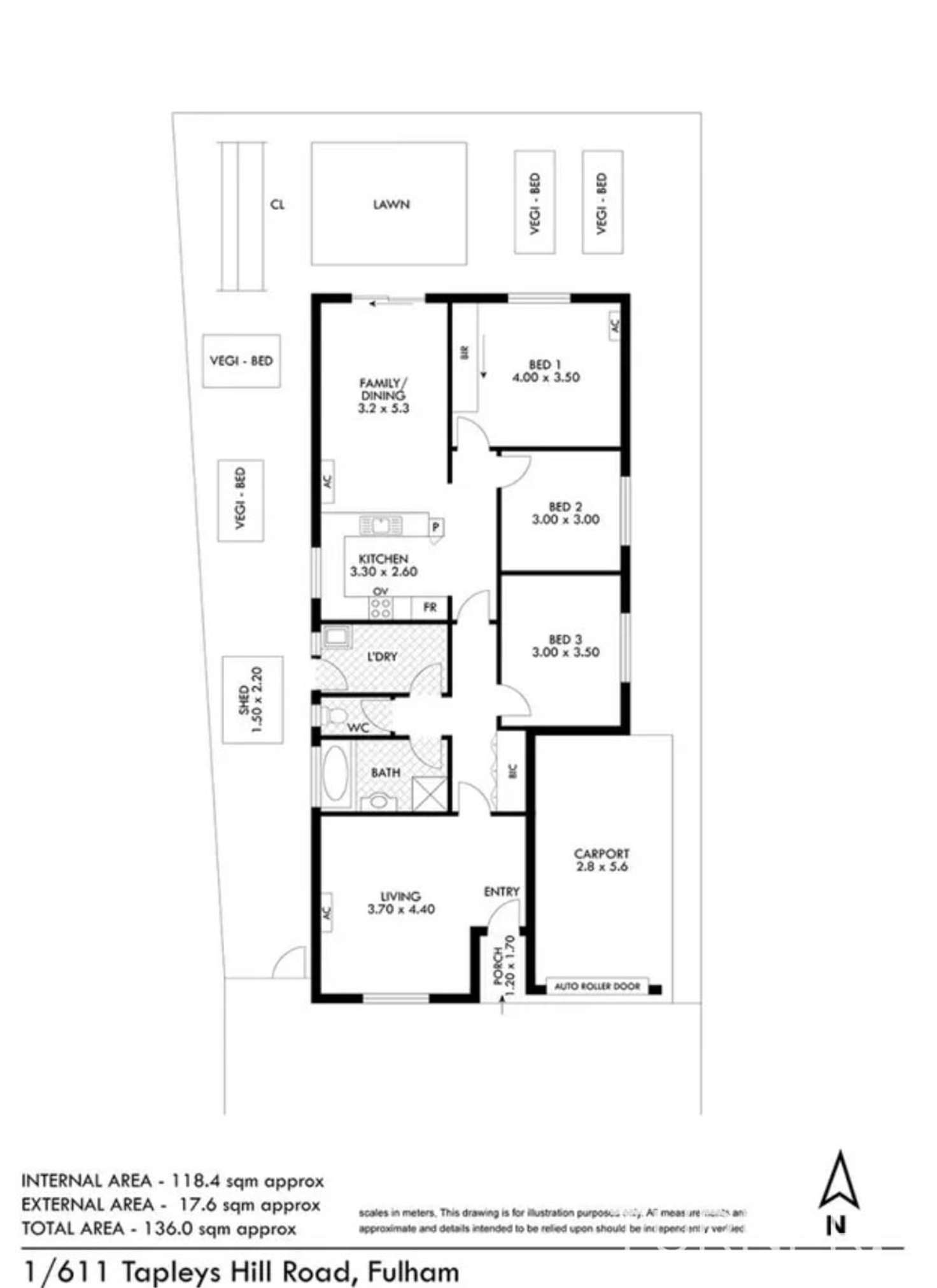 Floorplan of Homely unit listing, 1/611 Tapleys Hill Road, Fulham SA 5024