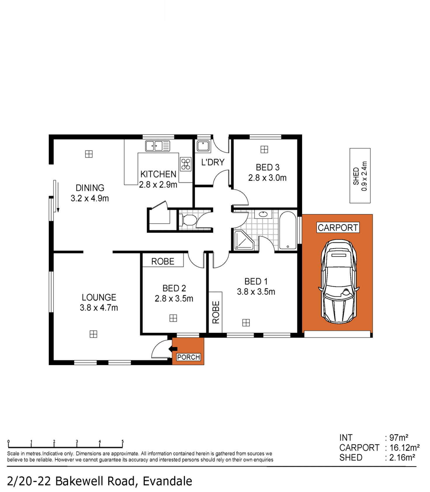 Floorplan of Homely unit listing, 2/20-22 Bakewell Road, Evandale SA 5069
