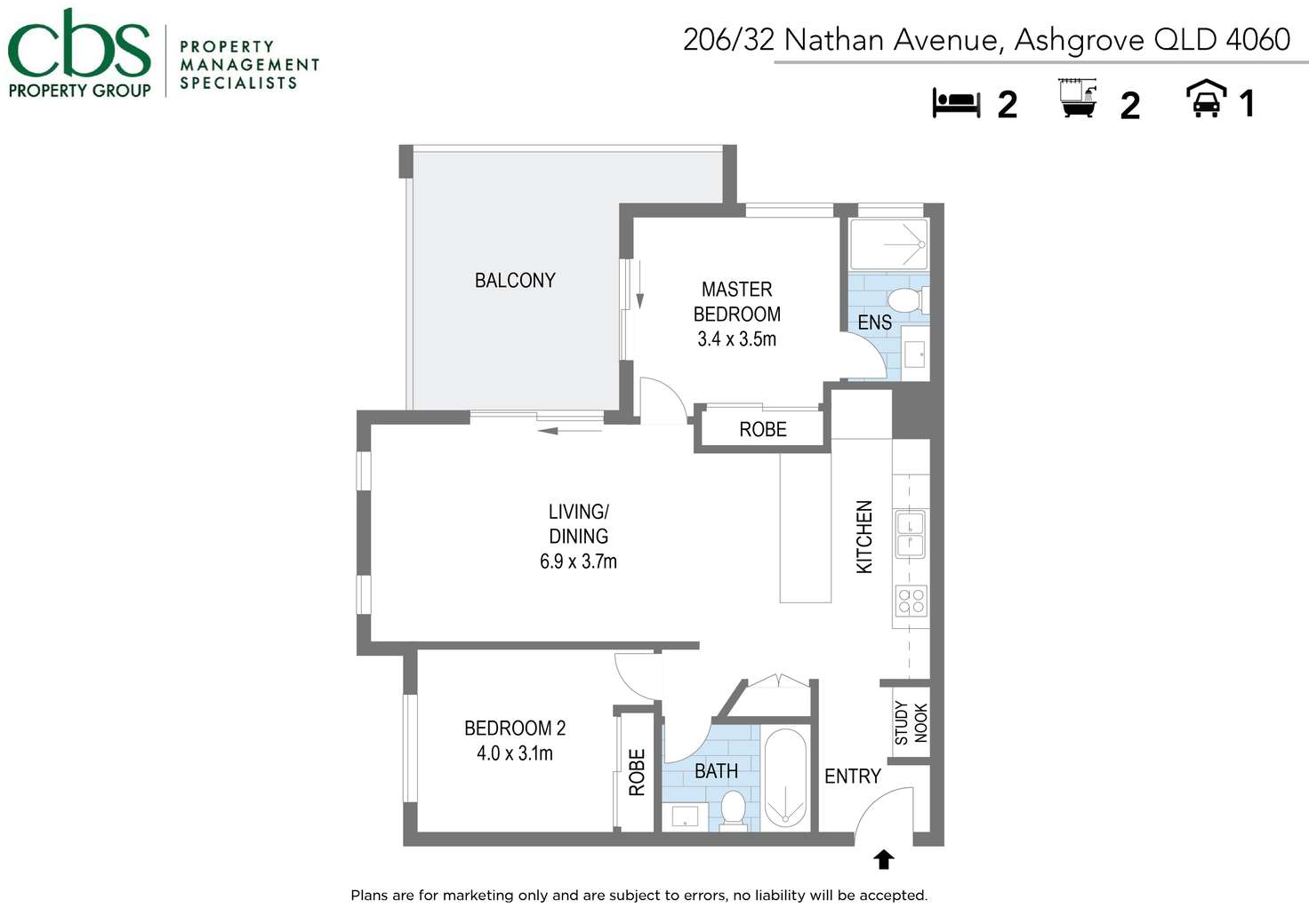 Floorplan of Homely unit listing, 206/32 Nathan Avenue, Ashgrove QLD 4060