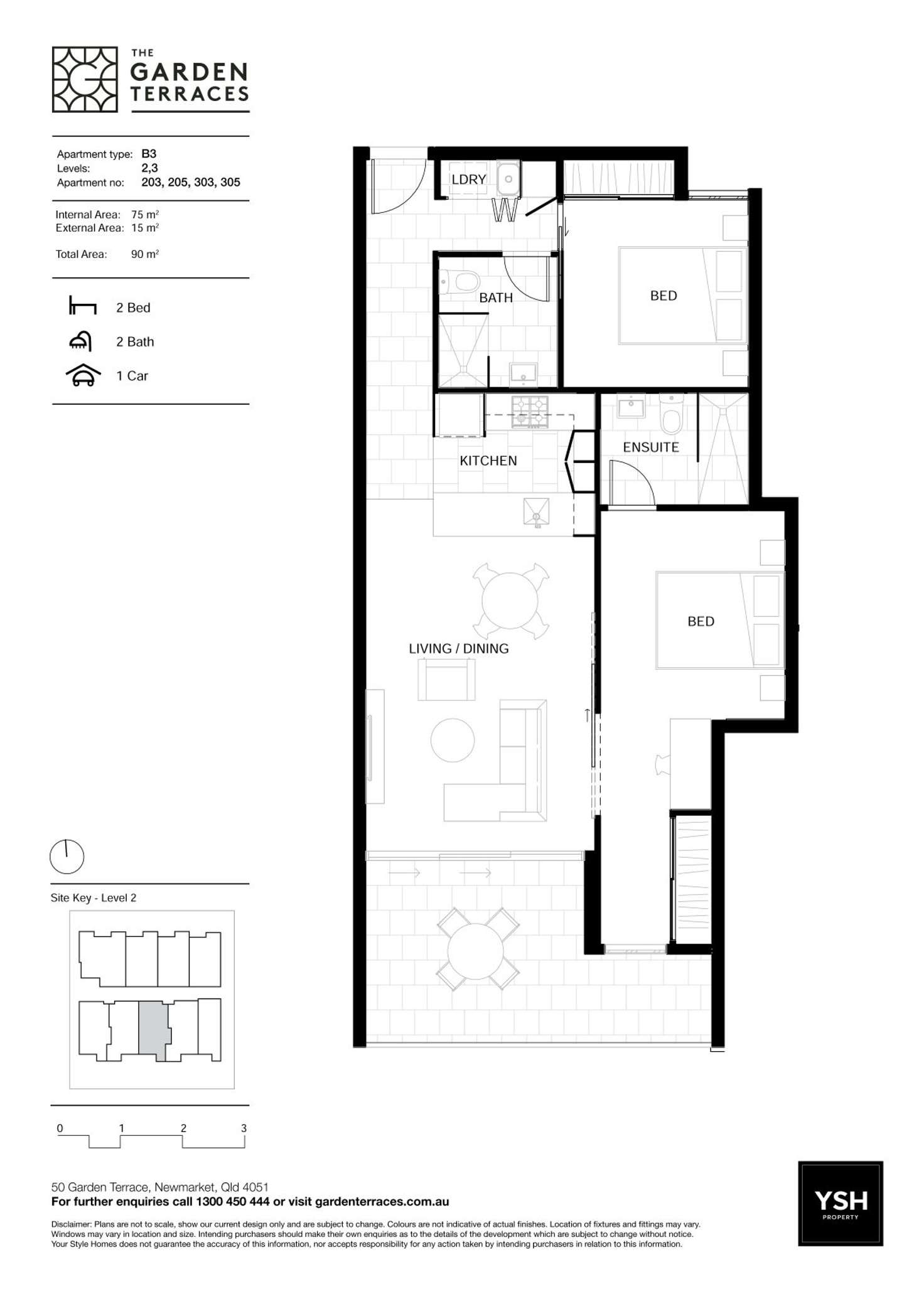 Floorplan of Homely apartment listing, 205/50 Garden Terrace, Newmarket QLD 4051