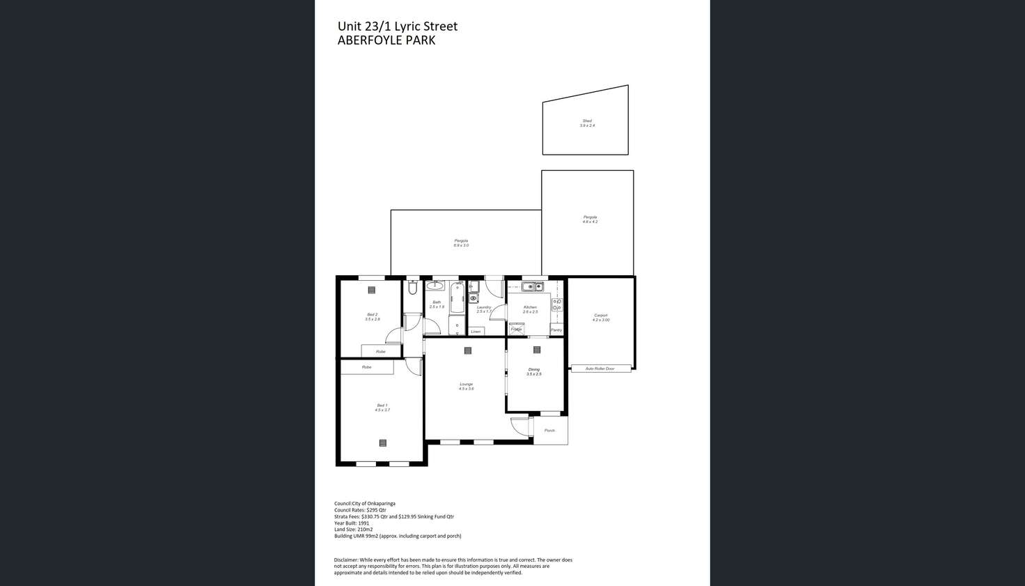 Floorplan of Homely unit listing, 23/1 Lyric Street, Aberfoyle Park SA 5159