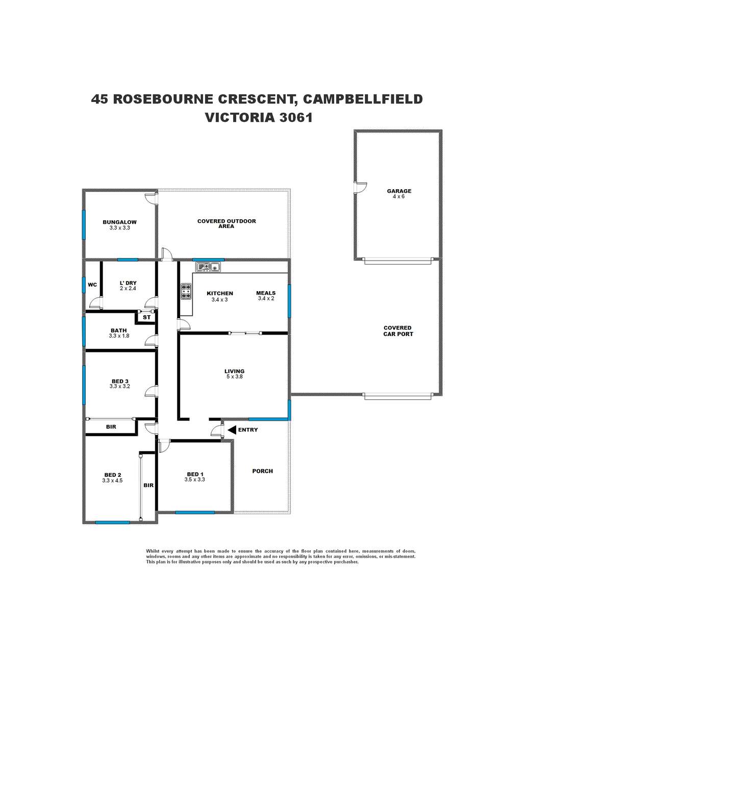 Floorplan of Homely house listing, 45 Roebourne Crescent, Campbellfield VIC 3061