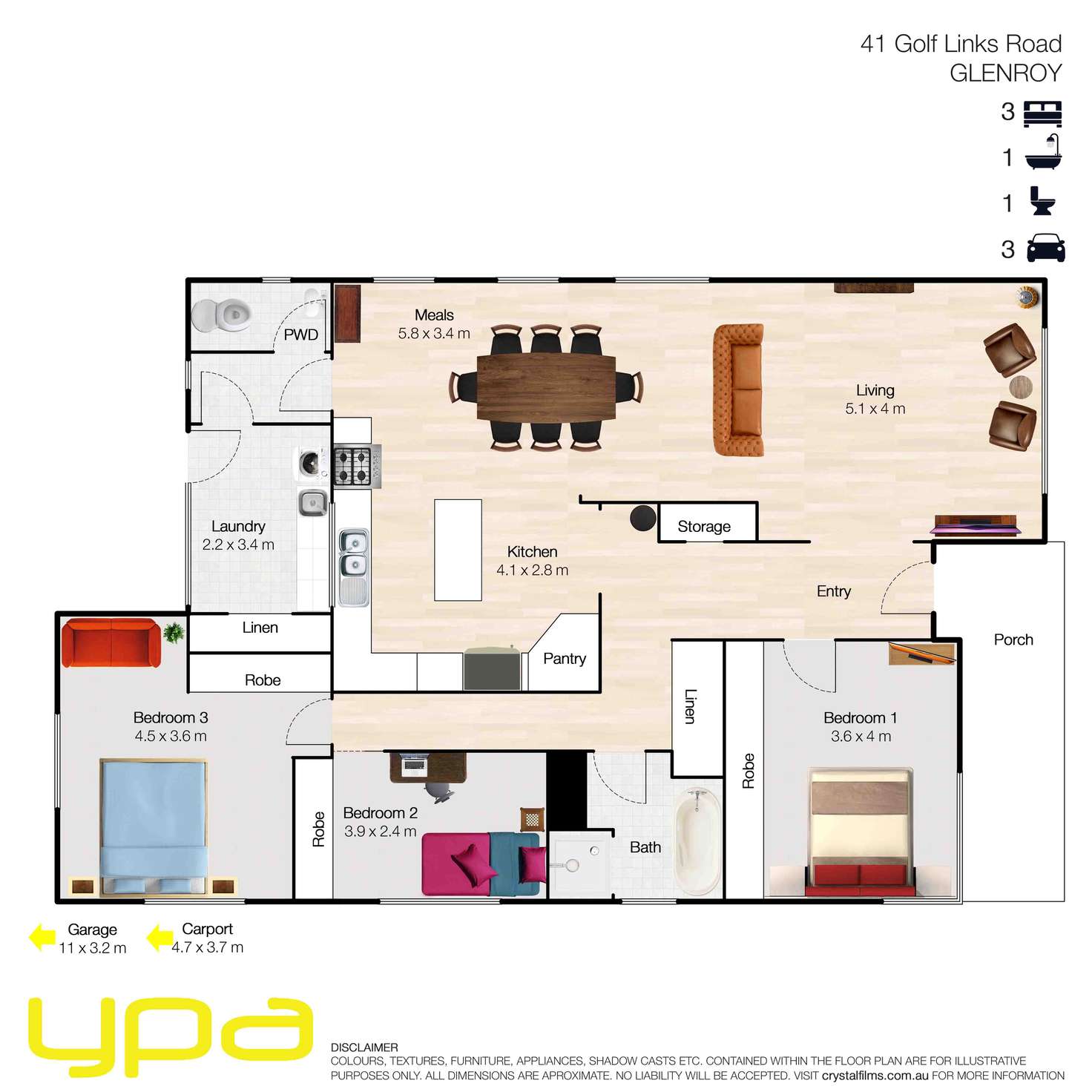 Floorplan of Homely house listing, 41 Golflinks Road, Glenroy VIC 3046