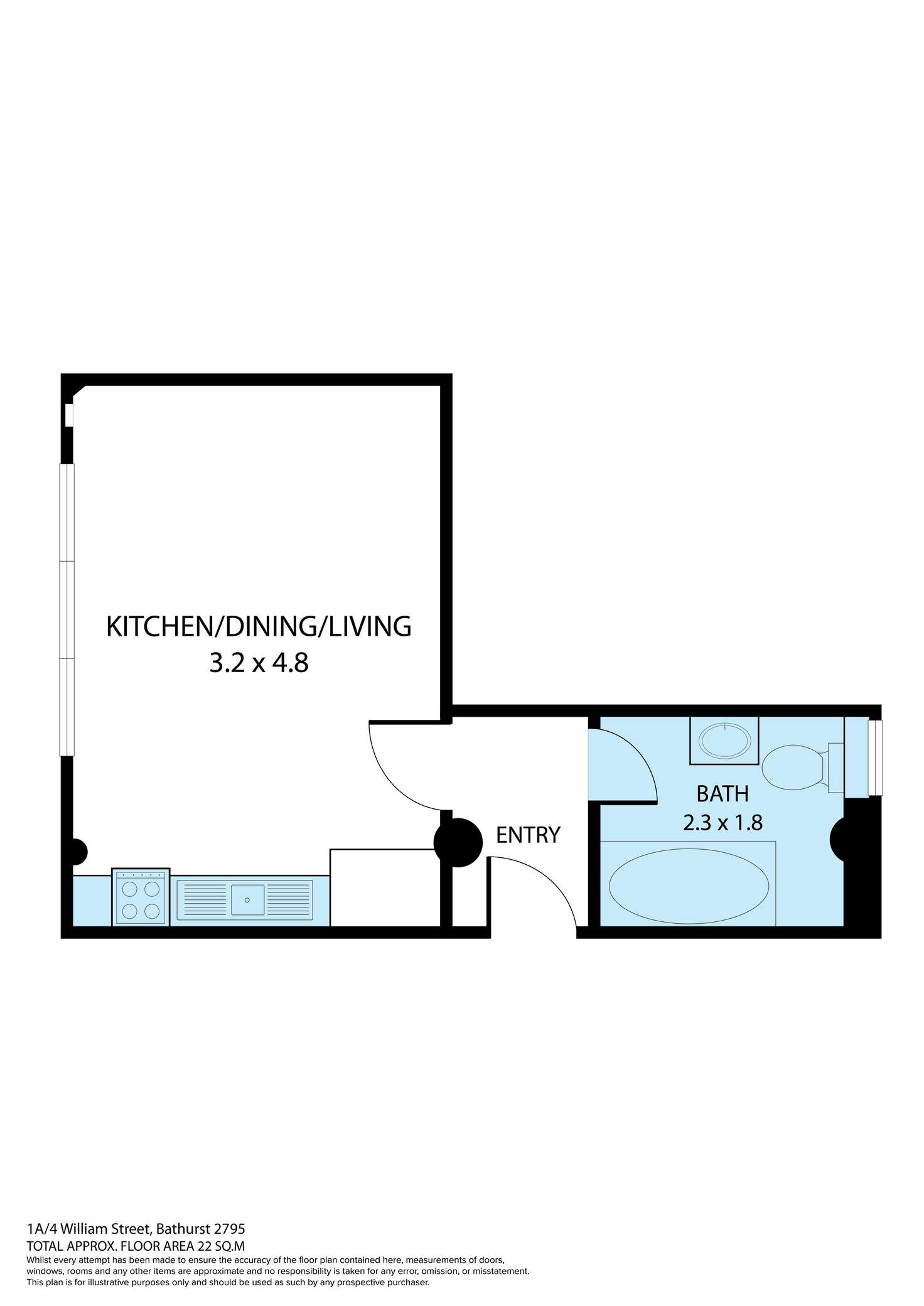 Floorplan of Homely apartment listing, 1A/4 William Street, Bathurst NSW 2795