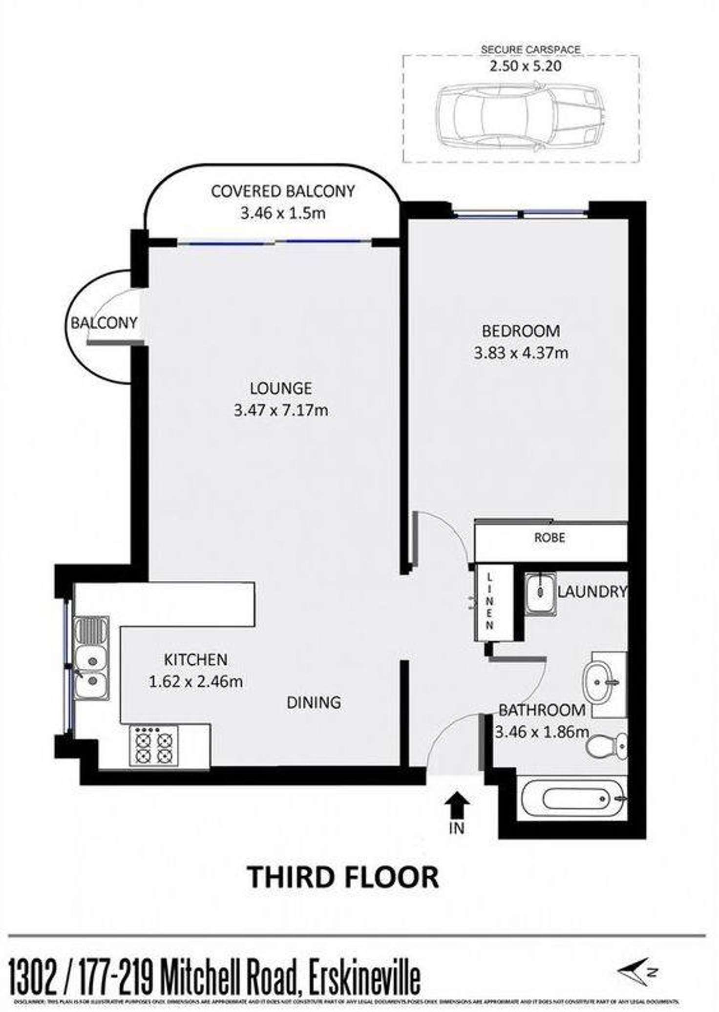 Floorplan of Homely apartment listing, 1302/177 Mitchell Road, Erskineville NSW 2043