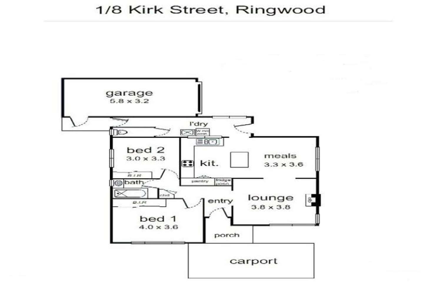 Floorplan of Homely unit listing, 1/8 Kirk Street, Ringwood VIC 3134