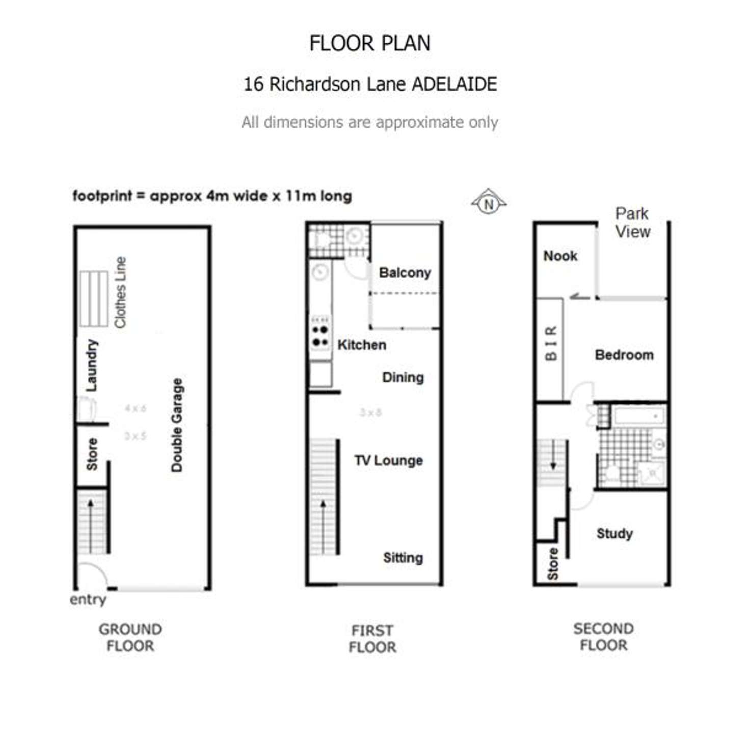 Floorplan of Homely townhouse listing, 16 Richardson Lane, Adelaide SA 5000