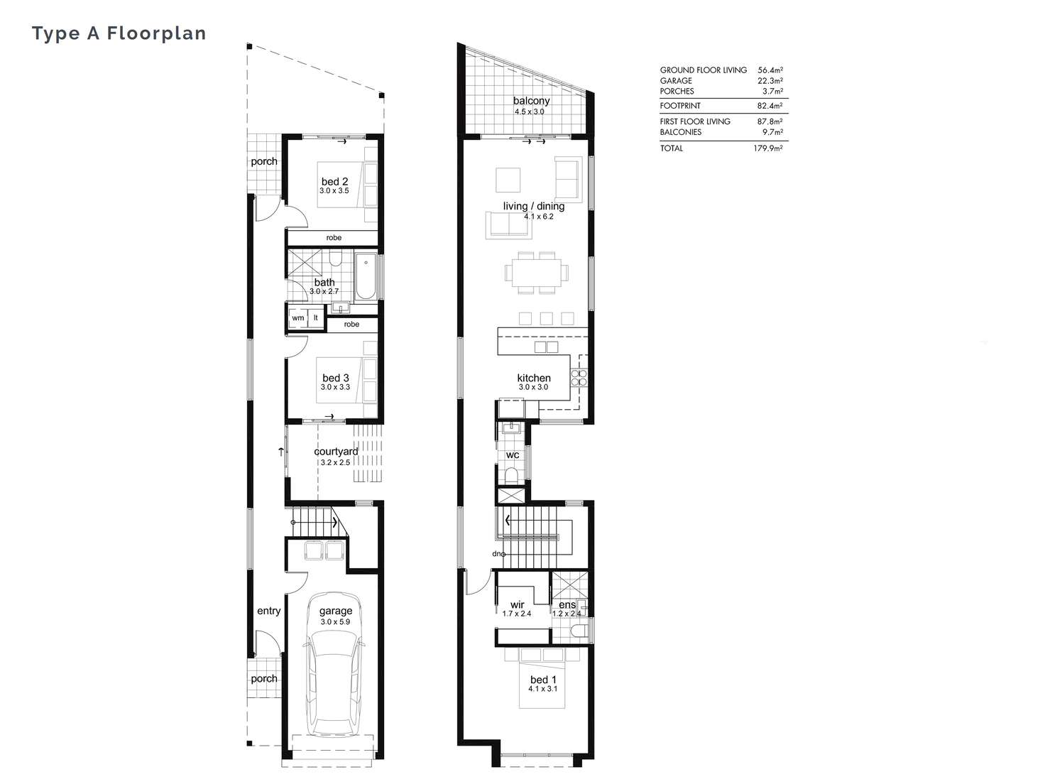Floorplan of Homely townhouse listing, 61-65 Douglas Drive, Mawson Lakes SA 5095