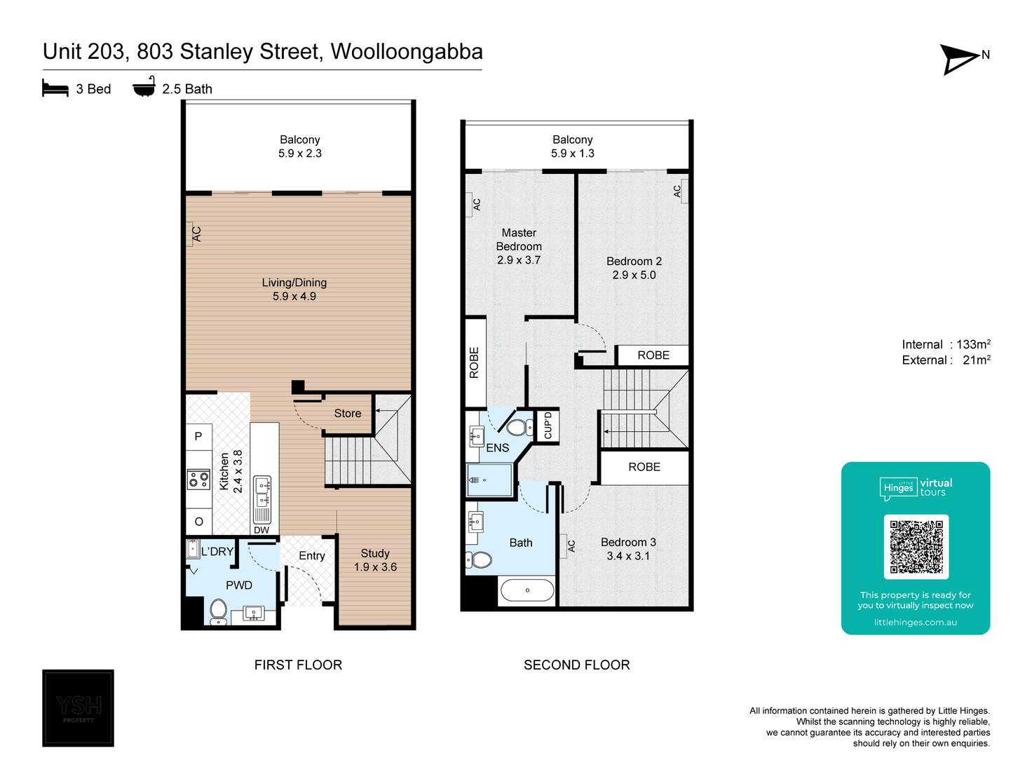 Floorplan of Homely apartment listing, 203/803 Stanley Street, Woolloongabba QLD 4102