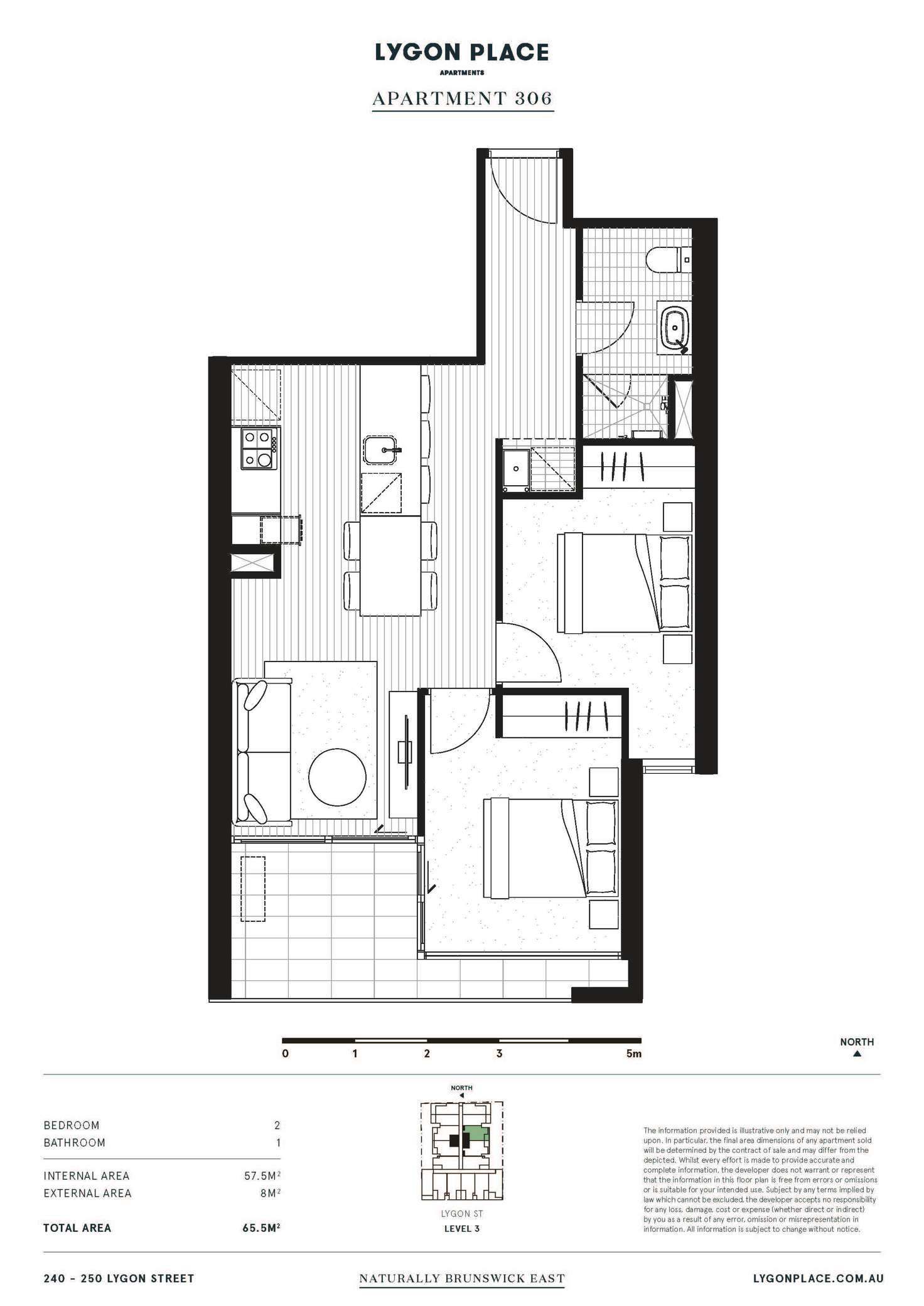 Floorplan of Homely apartment listing, 306/240-250 Lygon Street, Brunswick East VIC 3057