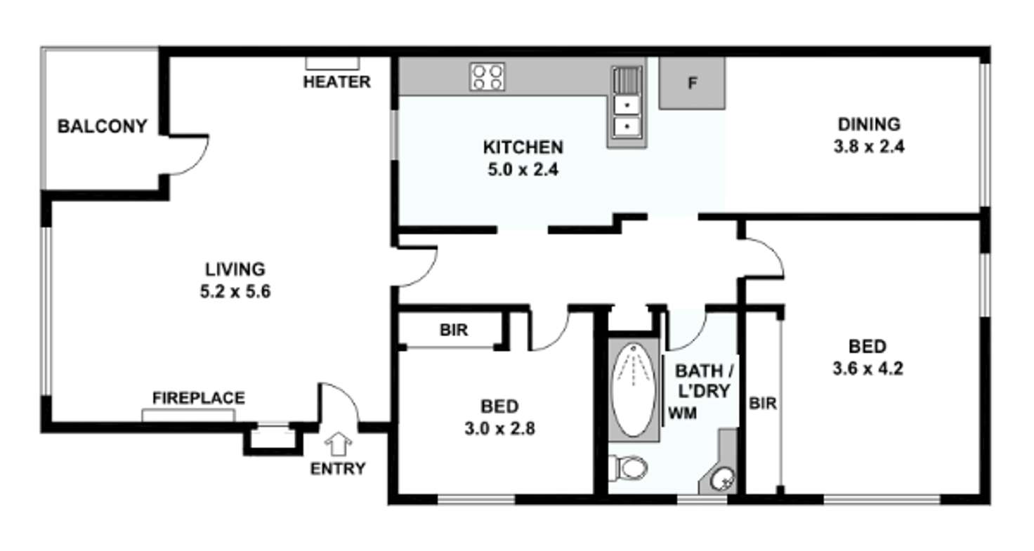 Floorplan of Homely apartment listing, 2/69A Mayston Street, Hawthorn East VIC 3123