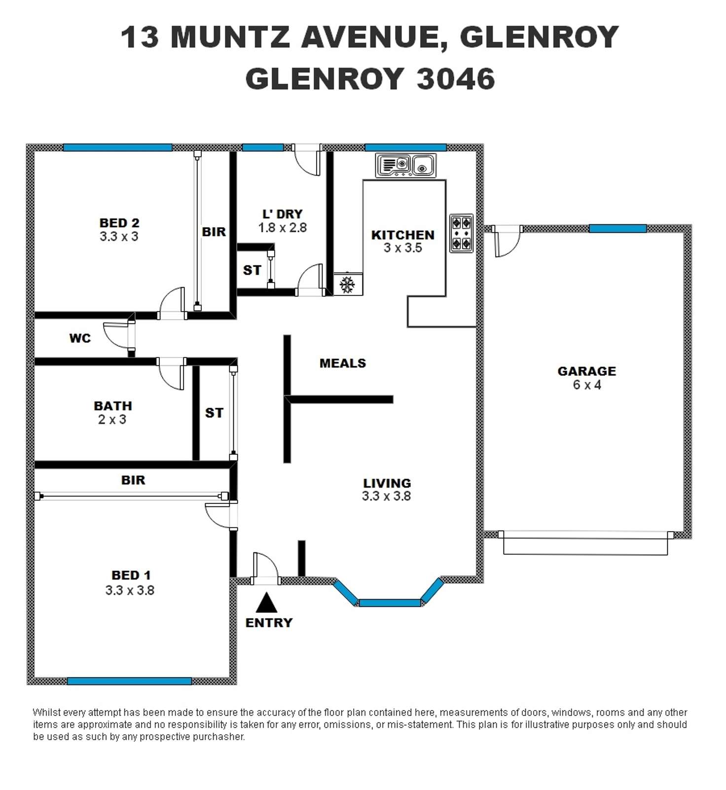 Floorplan of Homely house listing, 13 Muntz Avenue, Glenroy VIC 3046