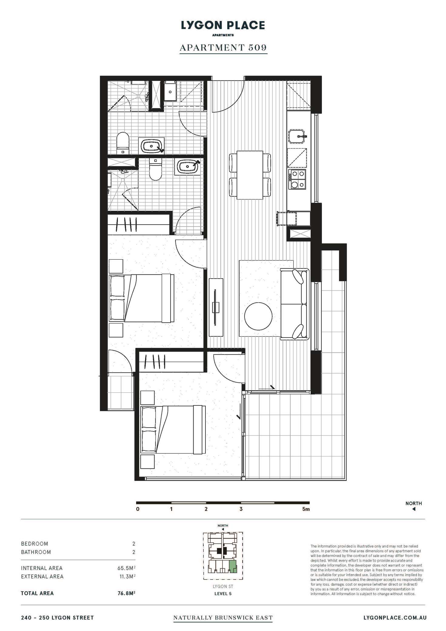 Floorplan of Homely apartment listing, 509/240-250 Lygon Street, Brunswick East VIC 3057