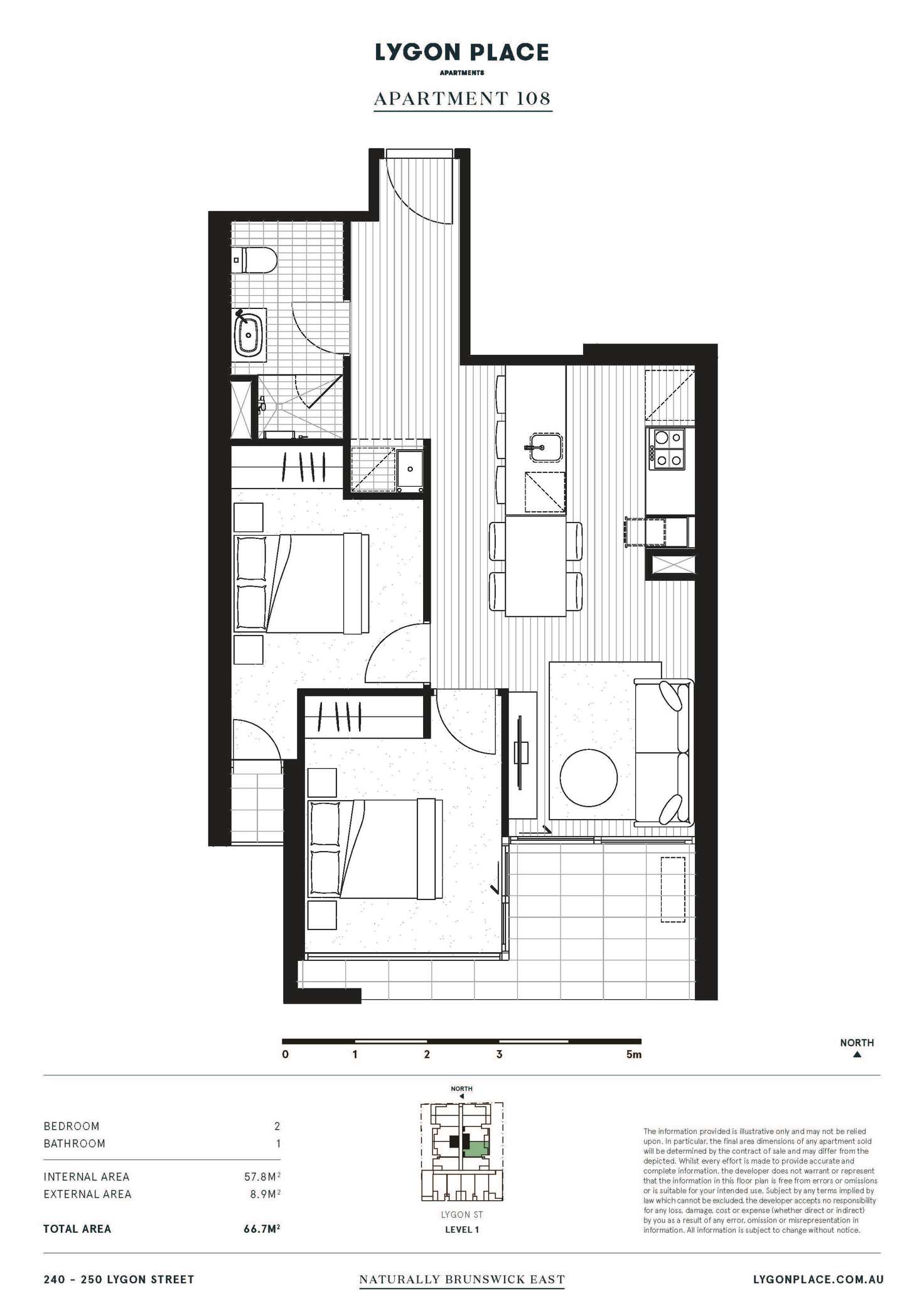 Floorplan of Homely apartment listing, 108/240-250 Lygon Street, Brunswick East VIC 3057