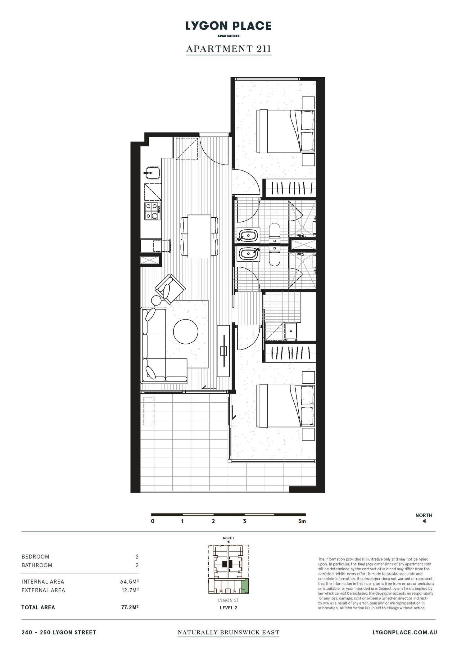 Floorplan of Homely apartment listing, 211/240-250 Lygon Street, Brunswick East VIC 3057