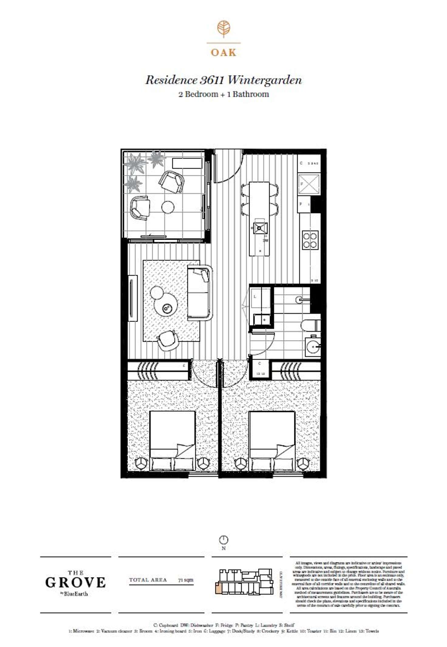 Floorplan of Homely apartment listing, 611/5 Olive York Way, Brunswick West VIC 3055