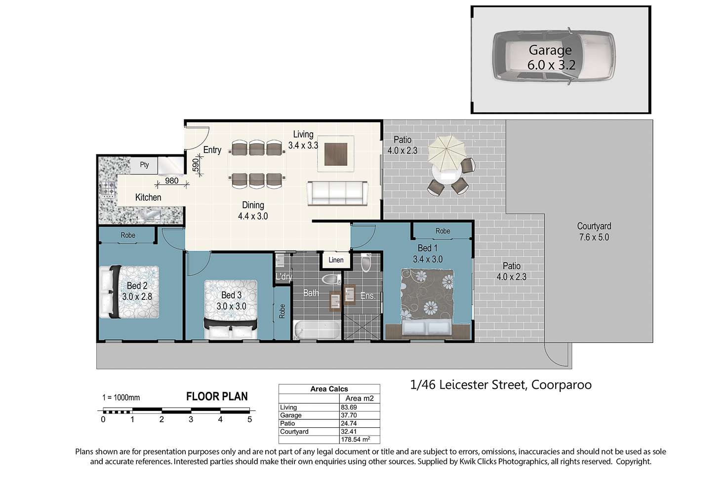 Floorplan of Homely unit listing, 1/46 Leicester Street, Coorparoo QLD 4151