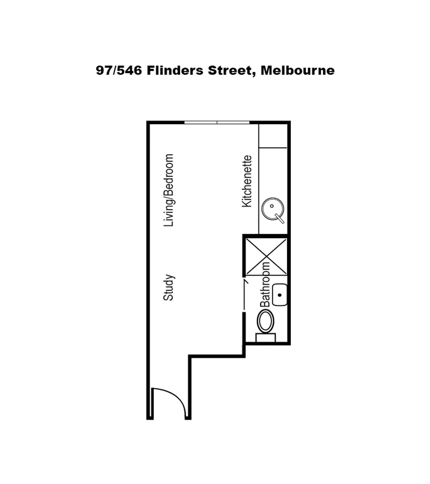 Floorplan of Homely studio listing, 97/546 Flinders Street, Melbourne VIC 3000