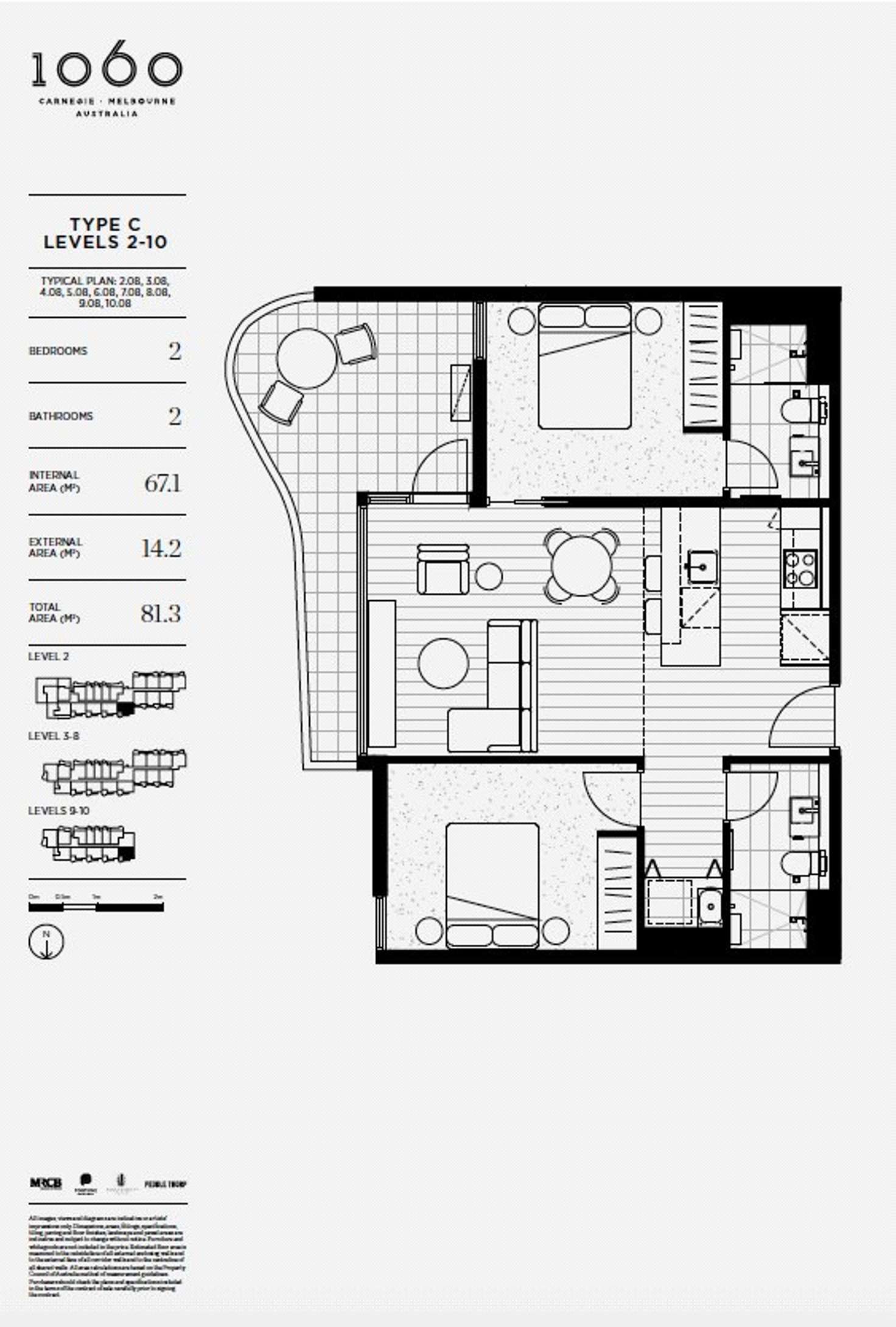 Floorplan of Homely apartment listing, 308/1060 Dandenong Road, Carnegie VIC 3163
