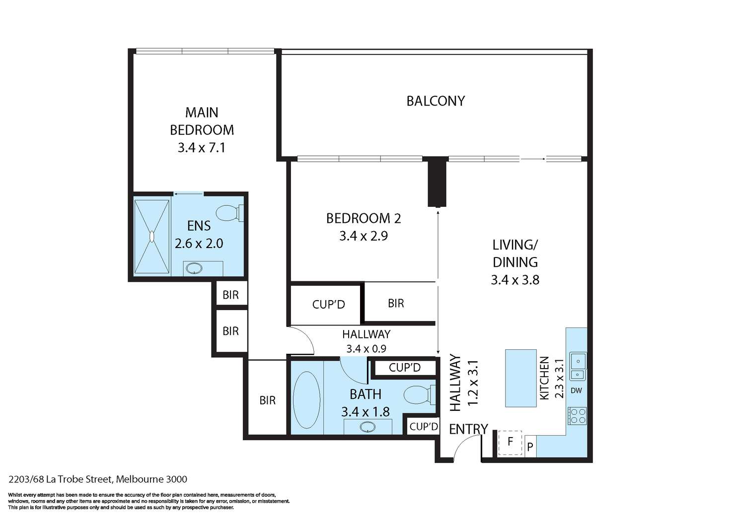 Floorplan of Homely apartment listing, 2203/68 La Trobe Street, Melbourne VIC 3000