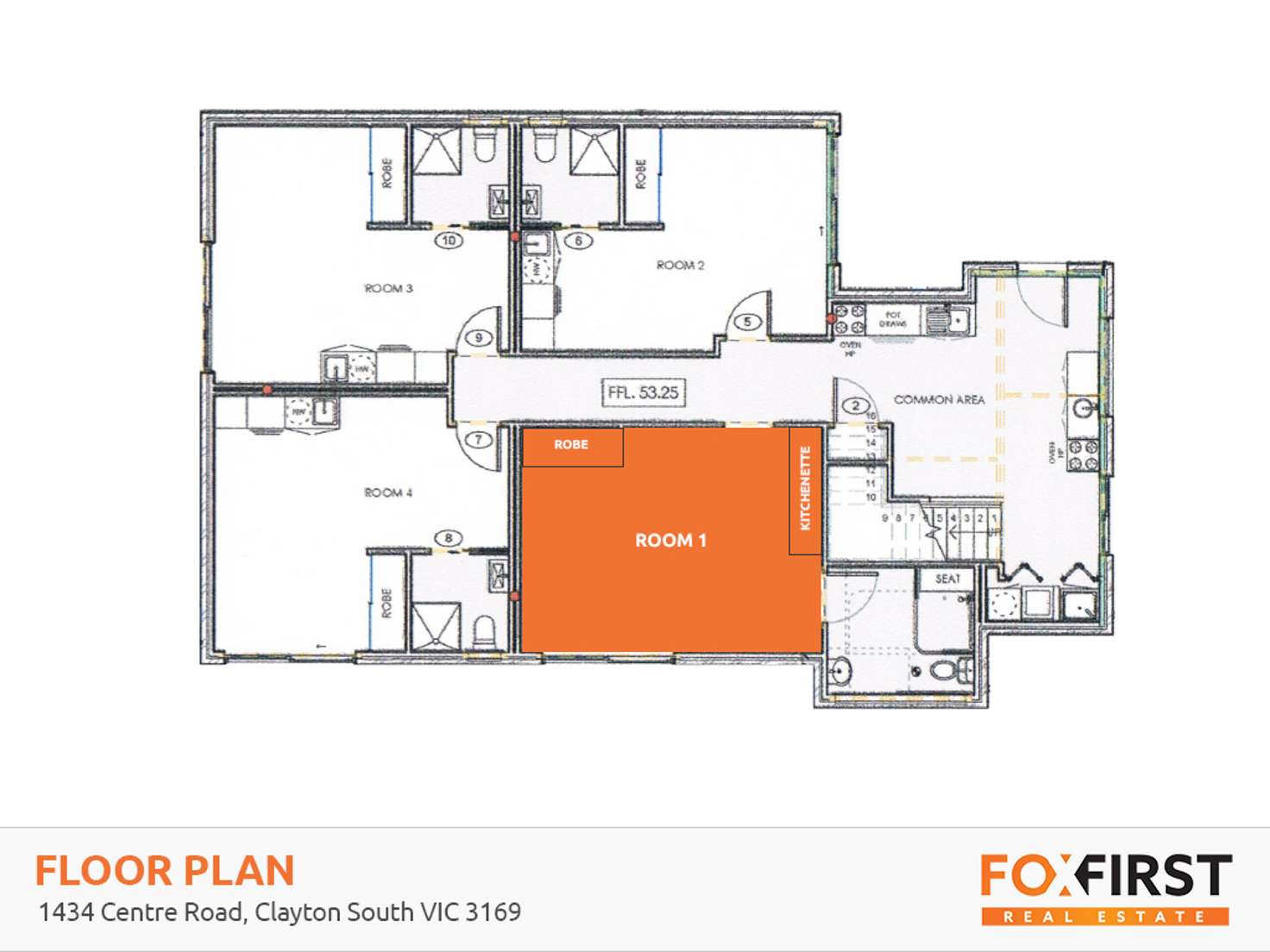 Floorplan of Homely studio listing, Room 1/1434 Centre Road, Clayton South VIC 3169