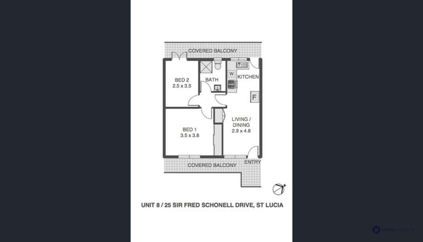Floorplan of Homely unit listing, 8/25 Sir Fred Schonell Drive, St Lucia QLD 4067