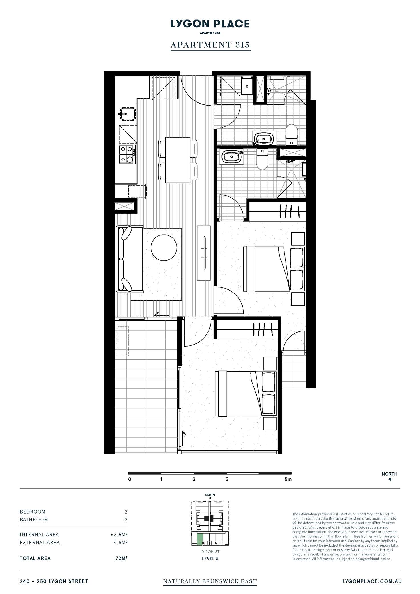 Floorplan of Homely apartment listing, 315/240-250 Lygon St, Brunswick East VIC 3057