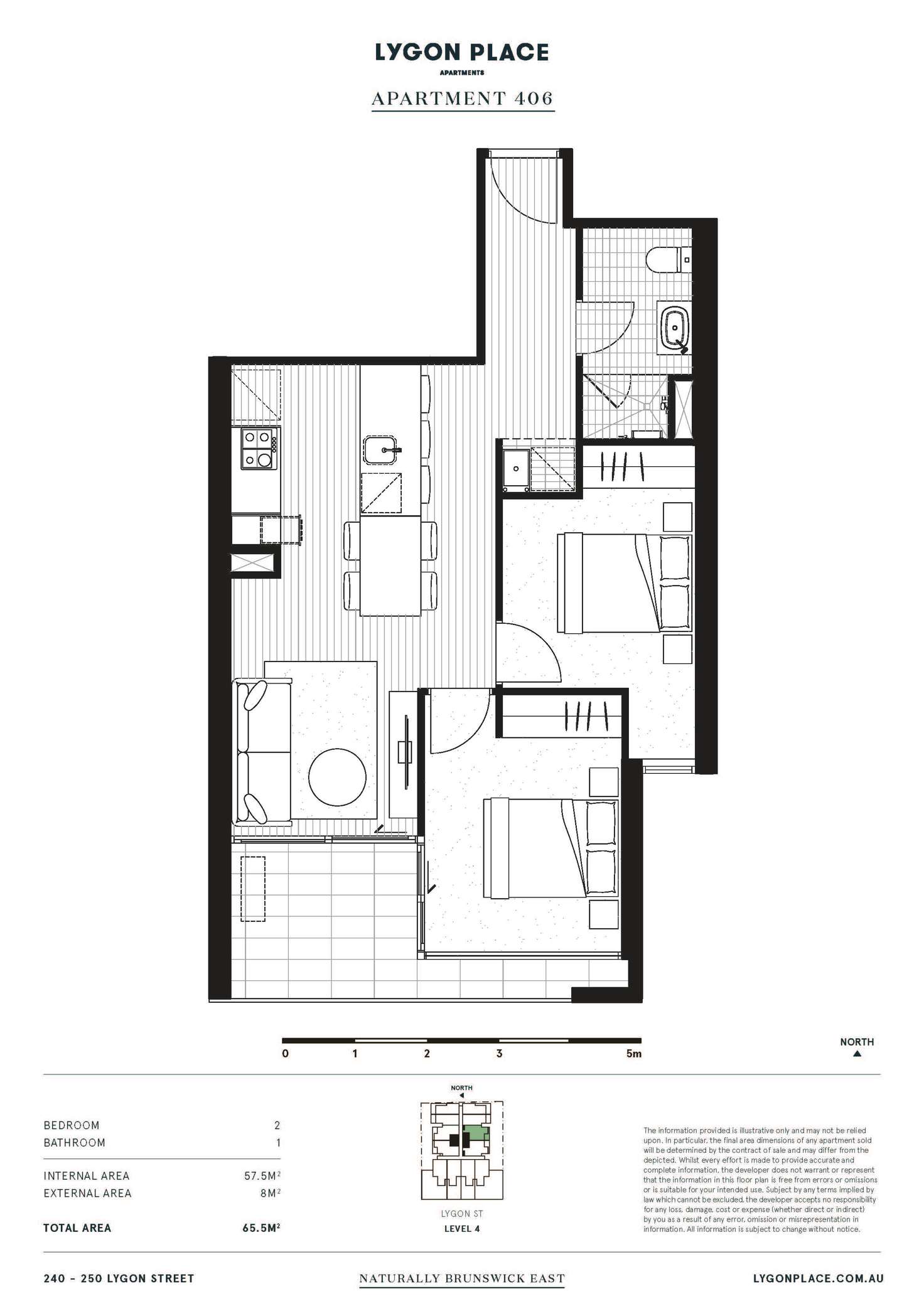 Floorplan of Homely apartment listing, 406/240-250 Lygon Street, Brunswick East VIC 3057