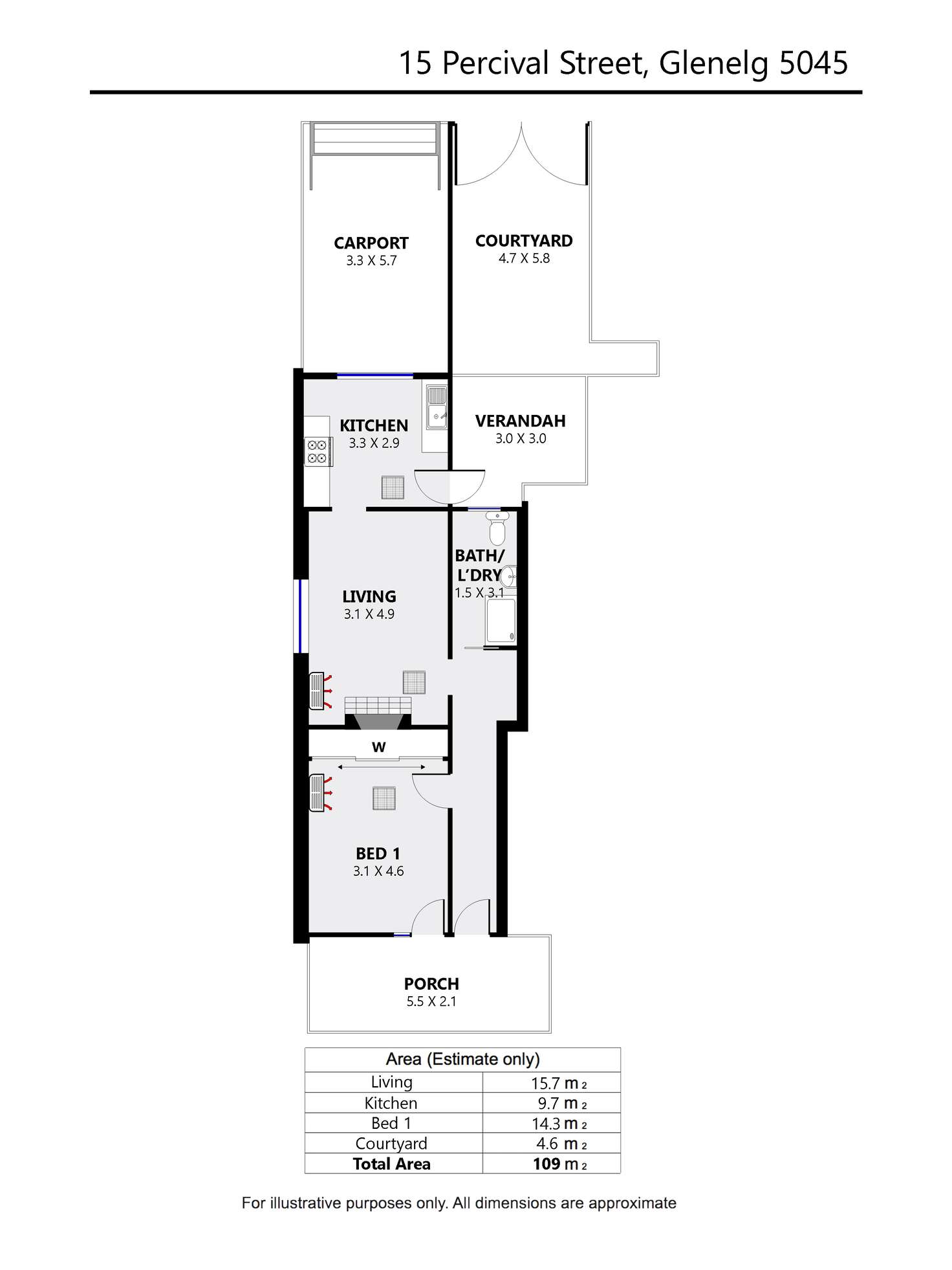 Floorplan of Homely house listing, 15 Percival Street, Glenelg SA 5045