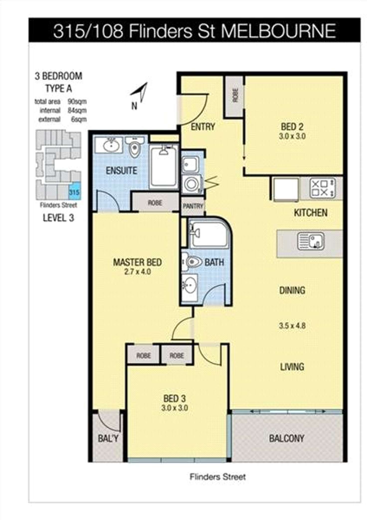 Floorplan of Homely apartment listing, 315/108 Flinders Street, Melbourne VIC 3000